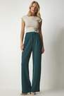 Happiness - Green Comfort Woven Pants With A Waist