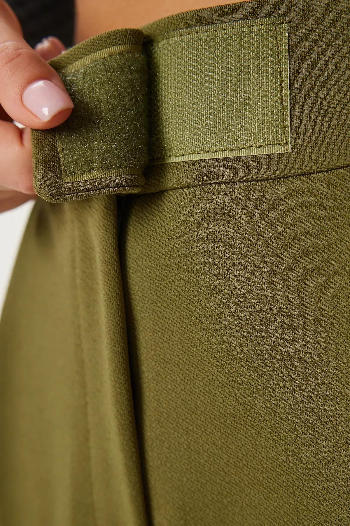 Green Velcro Waist Pants, Khaki, large image number 3