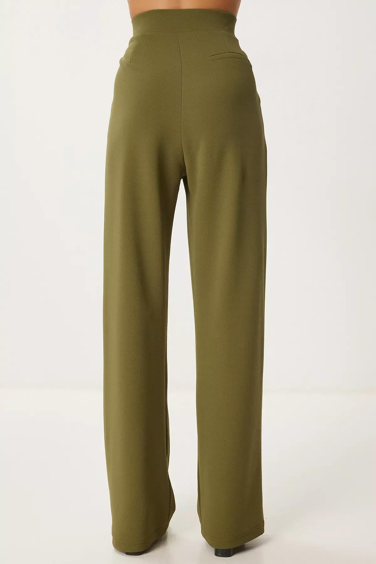 Green Velcro Waist Pants, Khaki, large image number 5