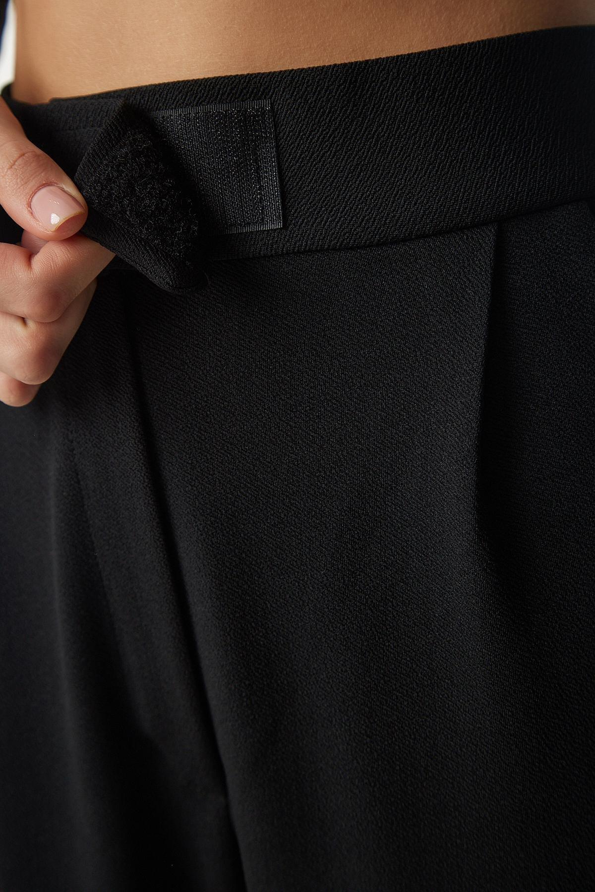 Black Comfortable Woven Pants With Waist, , large image number 3