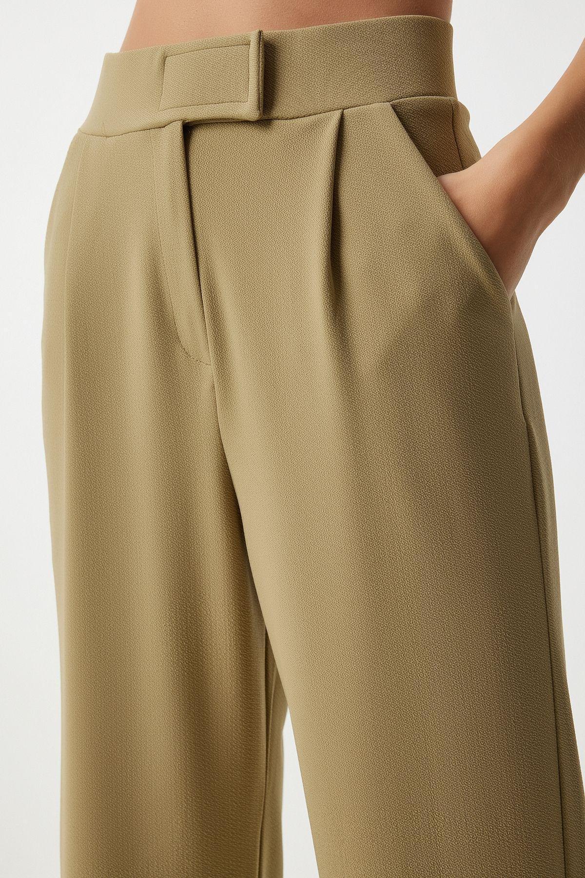 Khaki High Waist Wide Leg Pants, , large image number 11