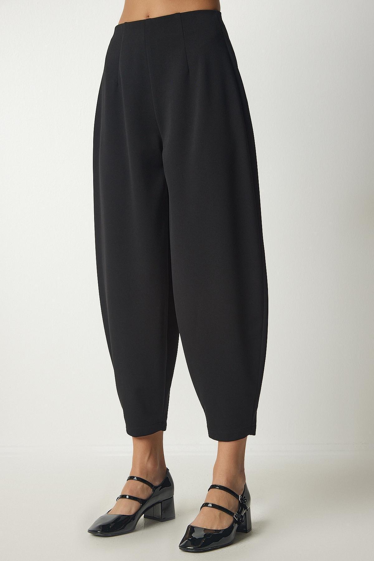 Black Darted Woven Shalwar Trousers, , large image number 0