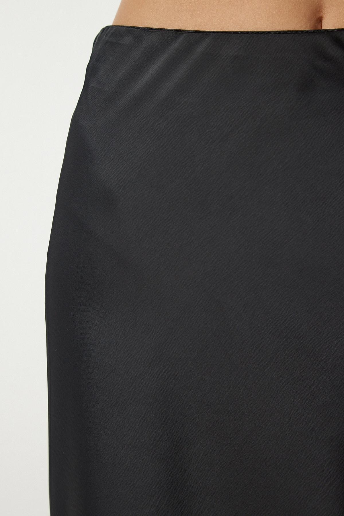 Black Satin Finish Long Skirt, , large image number 5