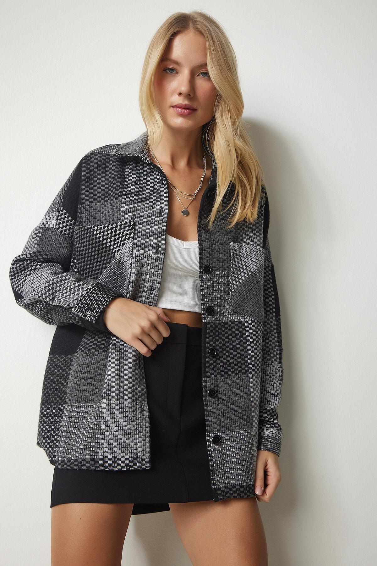 Grey Oversize Lumberjack Shirt, , large image number 0