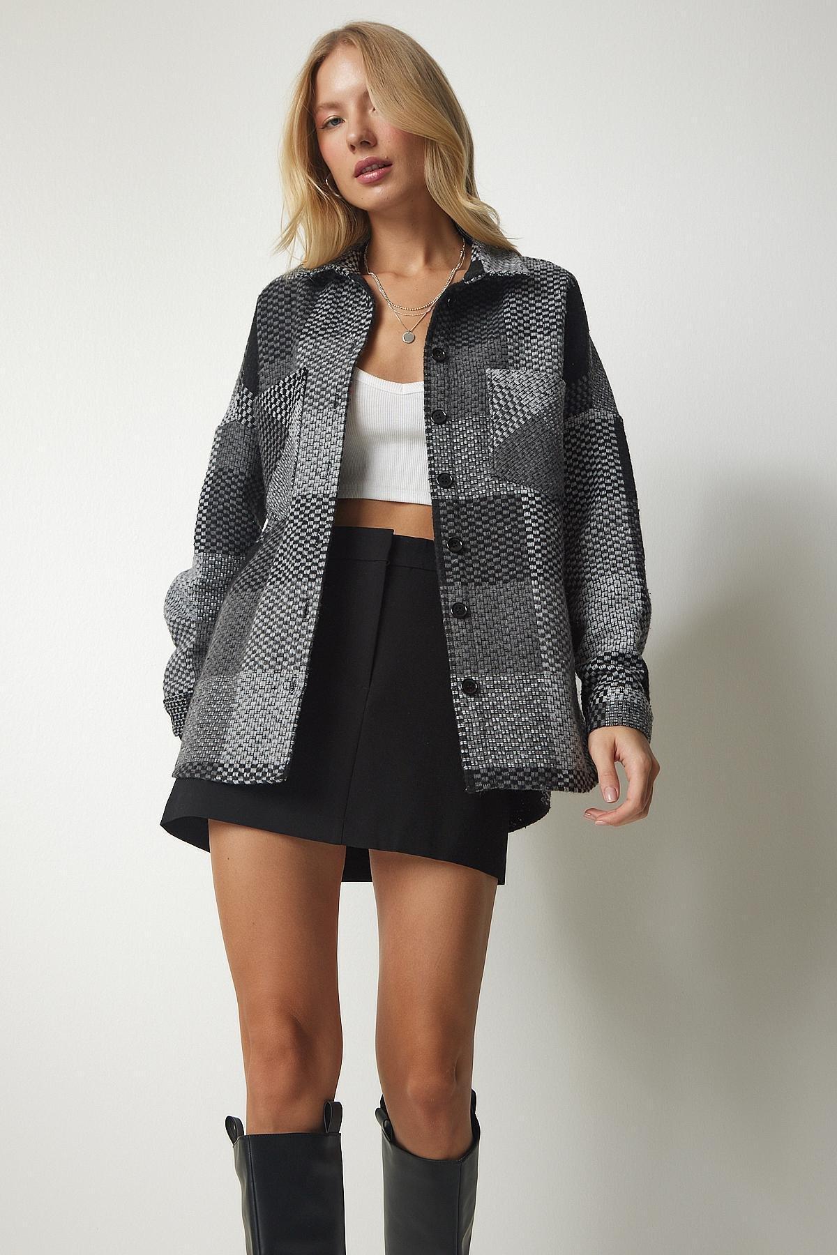 Grey Oversize Lumberjack Shirt, , large image number 1