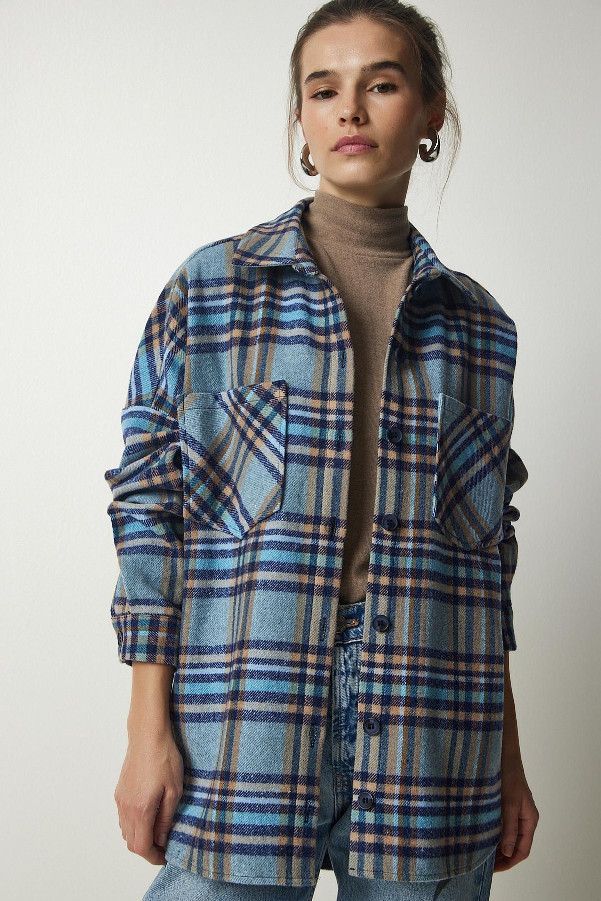 Blue Oversize Lumberjack Shirt, , large image number 1