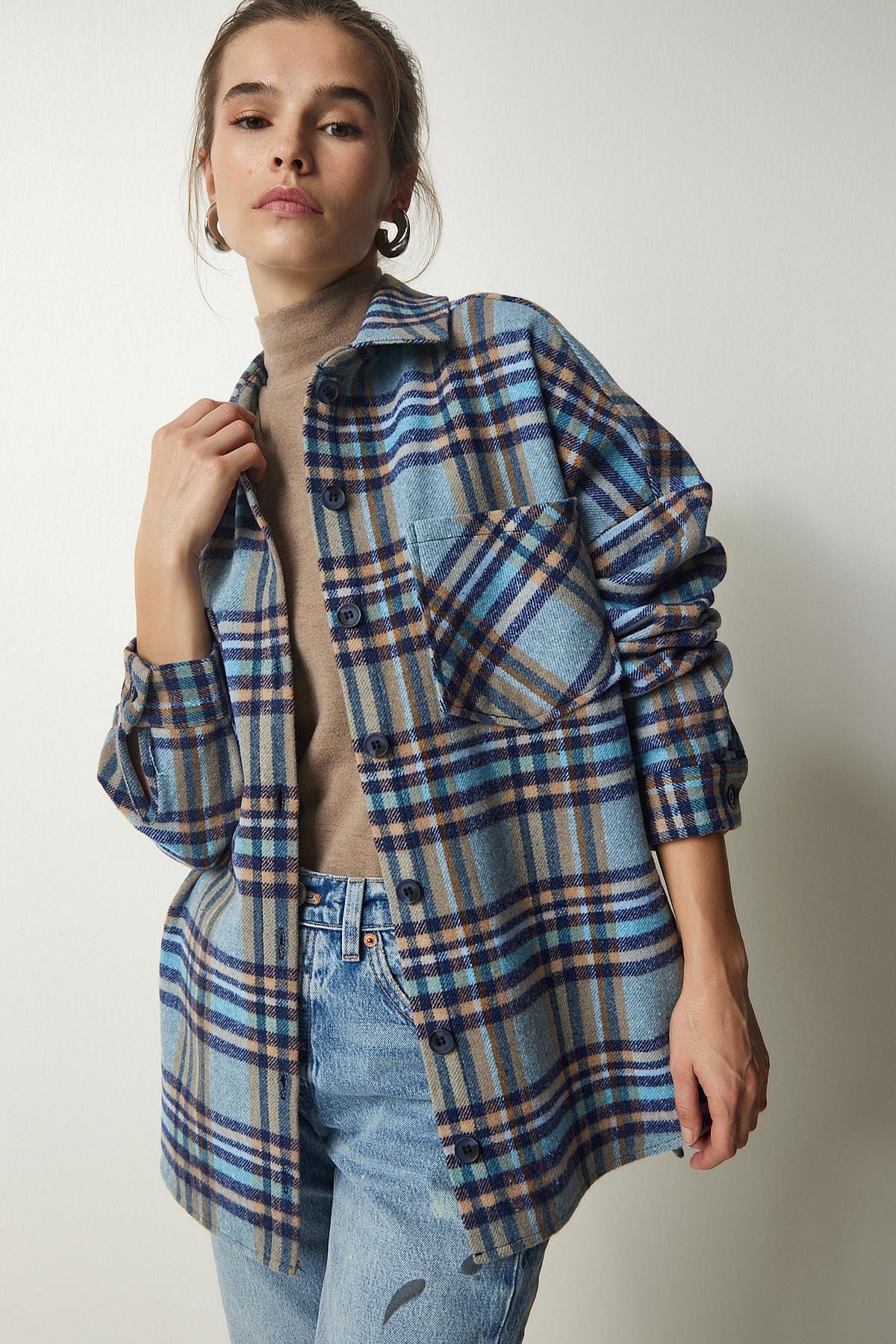 Blue Oversize Lumberjack Shirt, , large image number 2