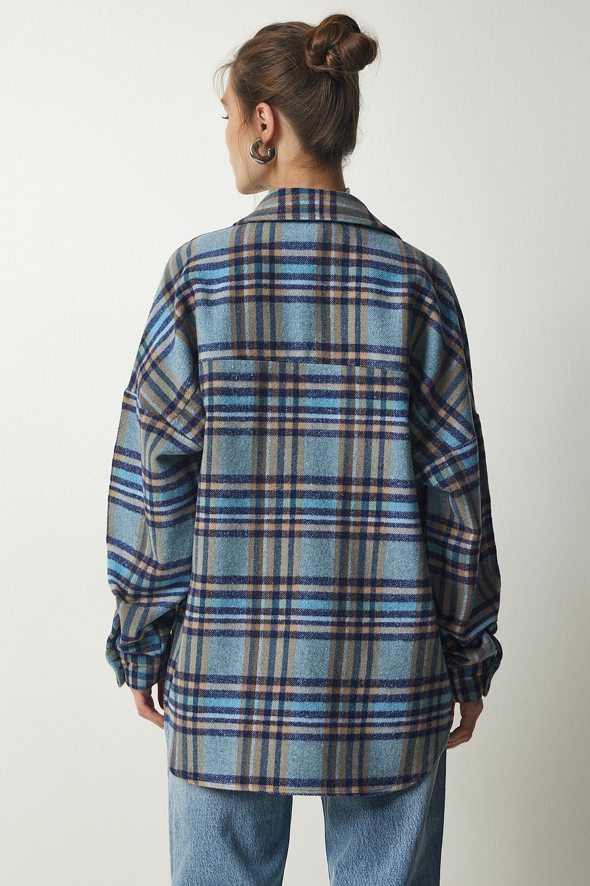 Blue Oversize Lumberjack Shirt, , large image number 4