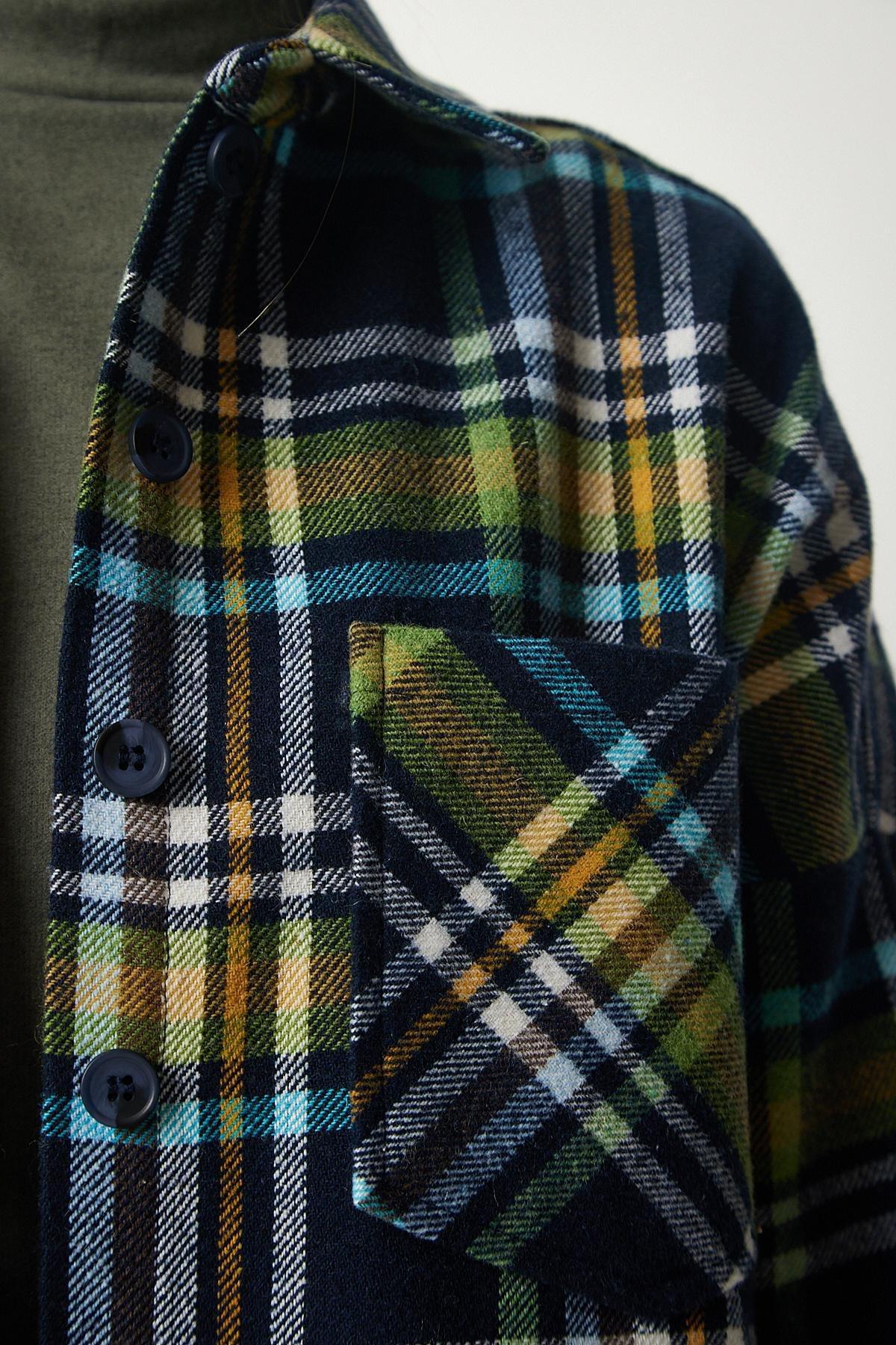 Navy Oversize Lumberjack Shirt, NAVY BLUE GREEN, large image number 3