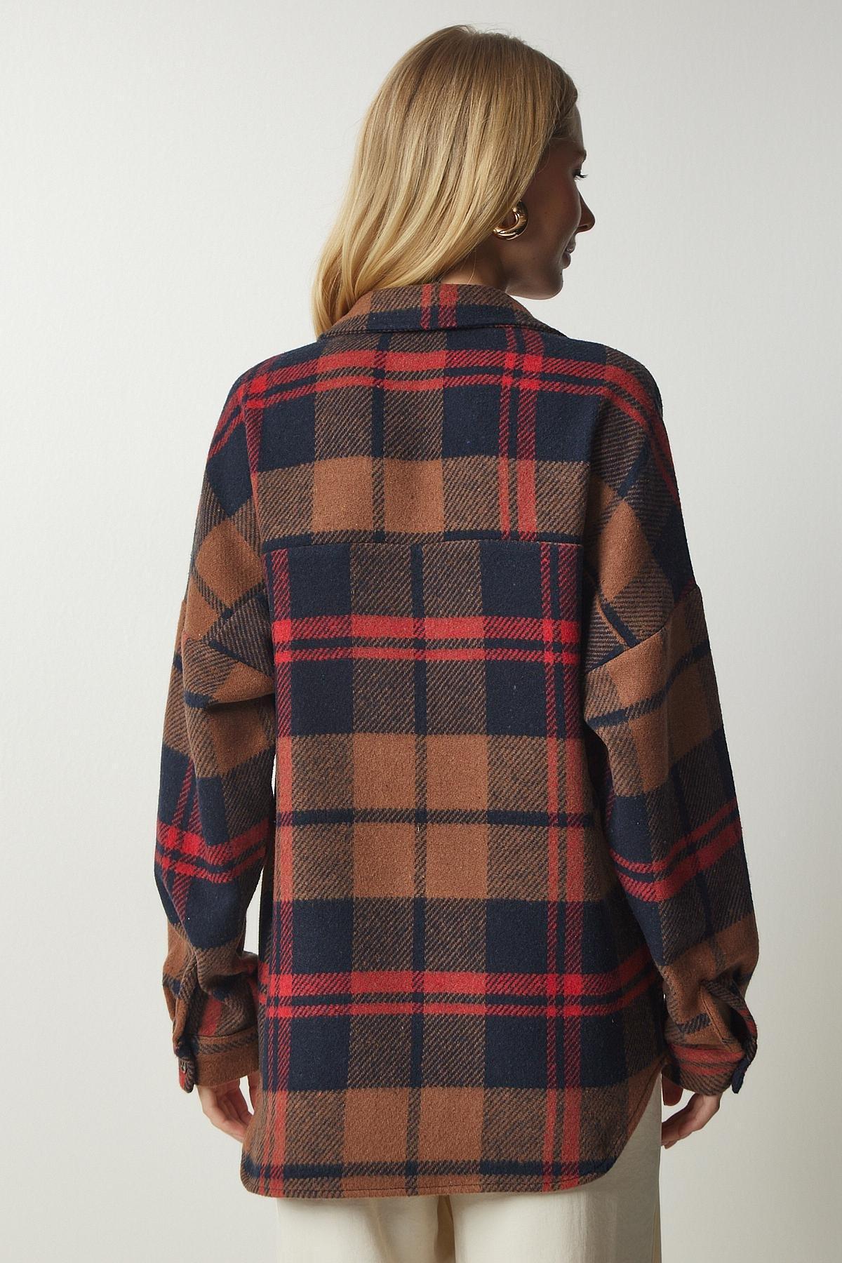 Happiness Istanbul - Multicolour Patterned Oversize Lumberjack Shirt