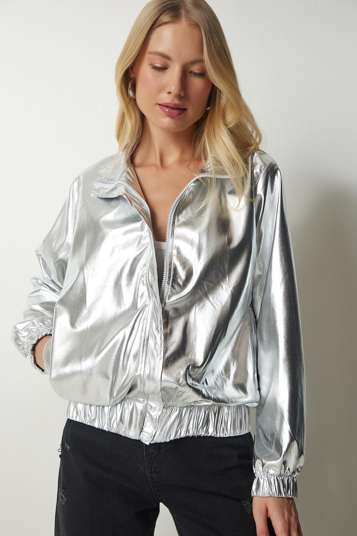 Grey Pocket Shiny Jacket, , large image number 3