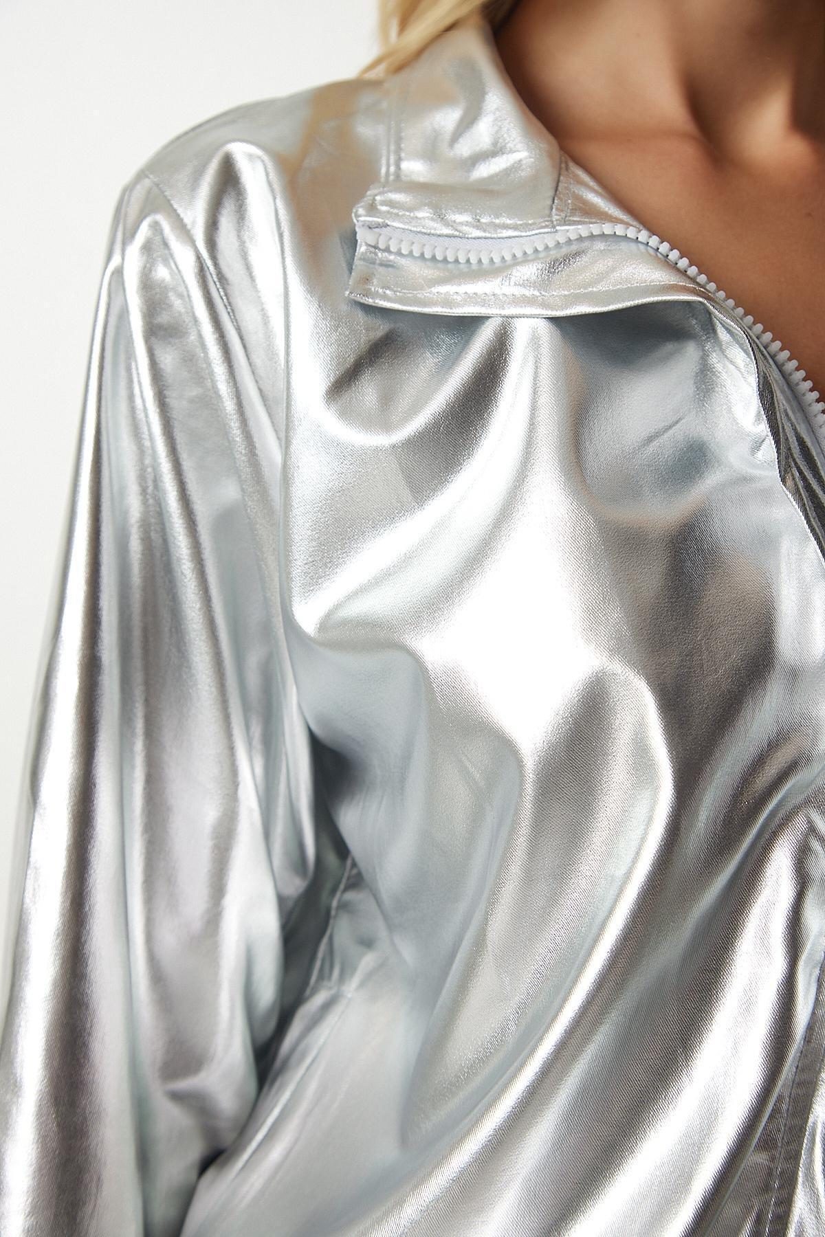 Grey Pocket Shiny Jacket, , large image number 5