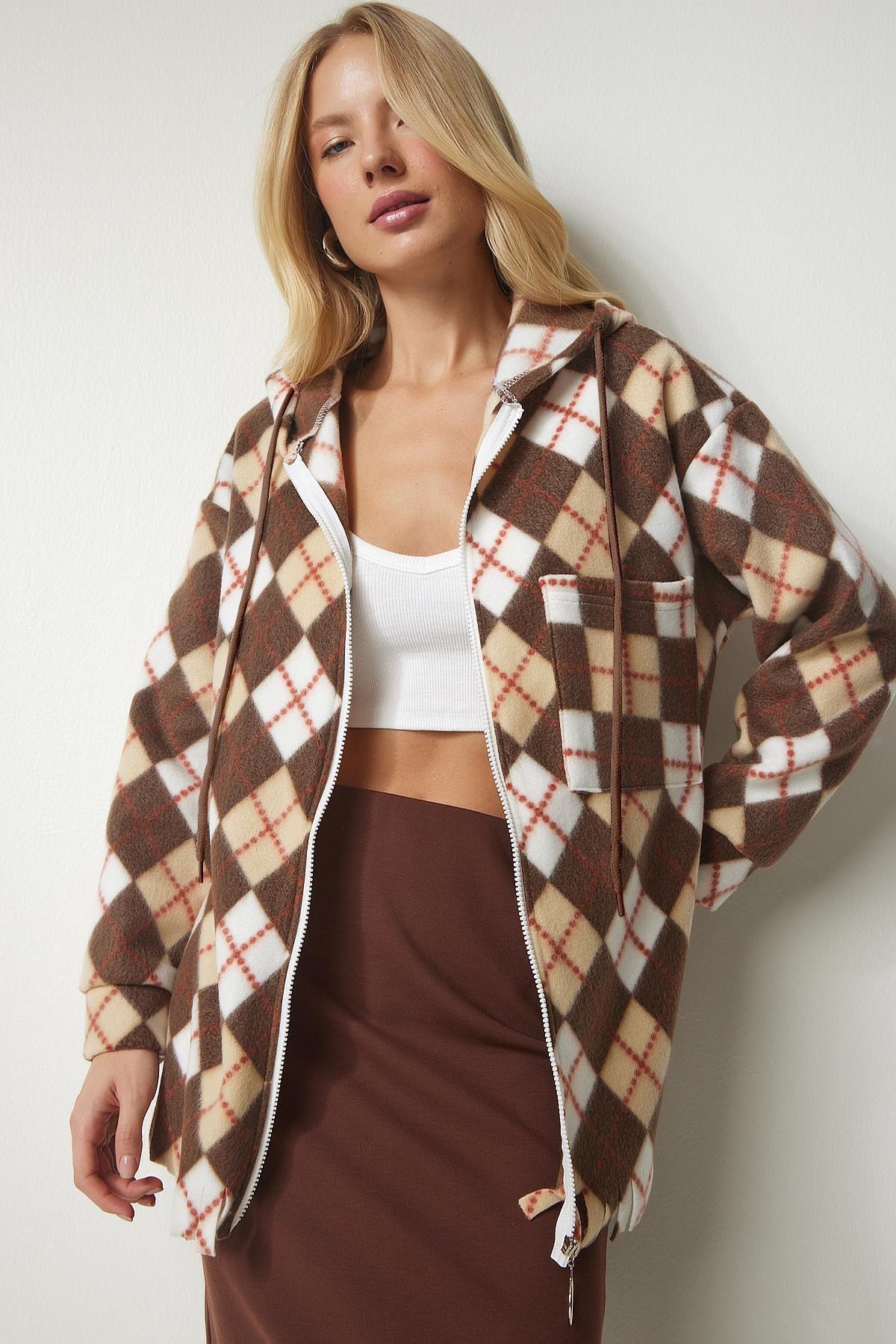 Brown Tasseled Hooded Fleece Sweatshirt, Brown, large image number 2