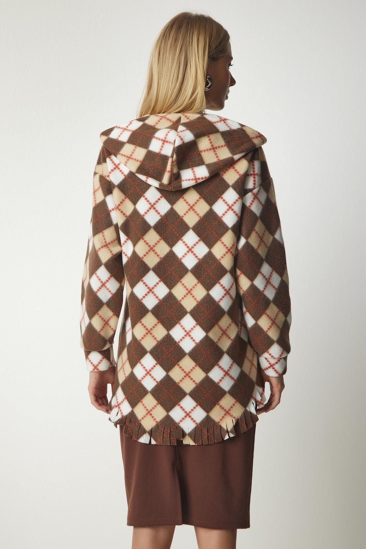 Brown Tasseled Hooded Fleece Sweatshirt, Brown, large image number 5