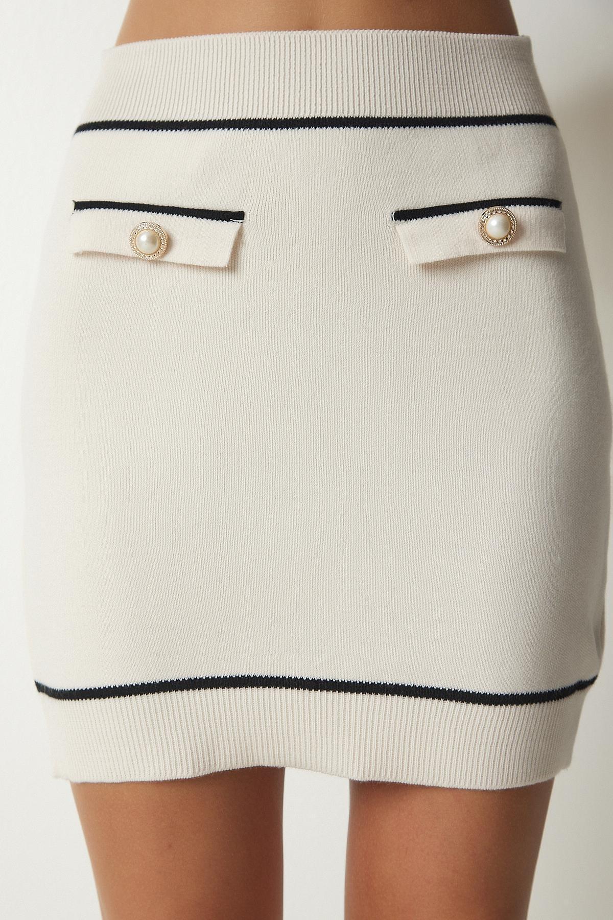 Cream Button Detailed Knitwear Co-Ord Set, Cream, large image number 3