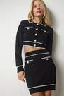 Happiness - Black Button Detailed Knitwear Co-Ord Set