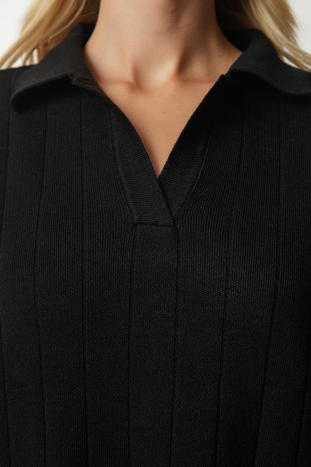 Black Polo Neck Oversized Sweater Dress, , large image number 4