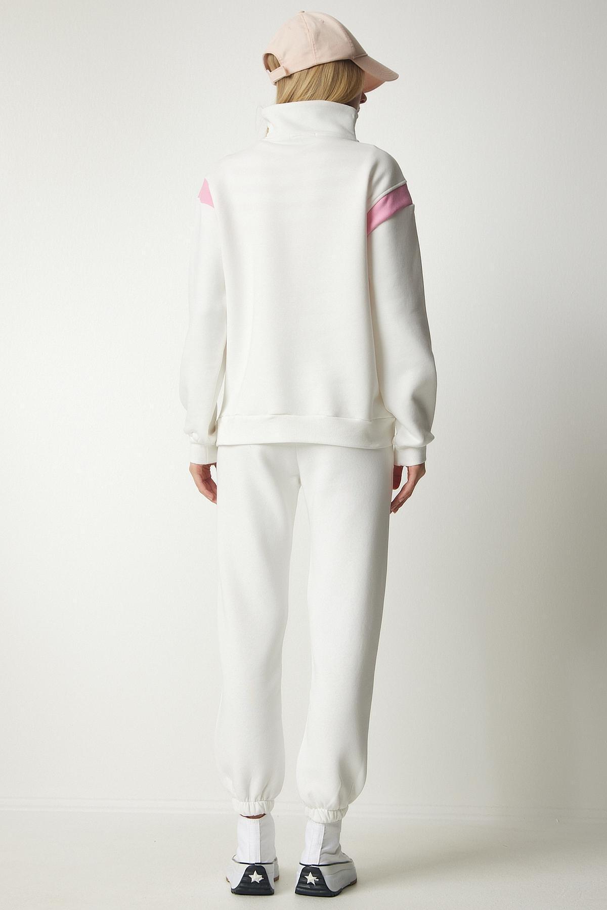 Ecru Zippered Printed Raspberry Tracksuit Set, Ecru, large image number 7