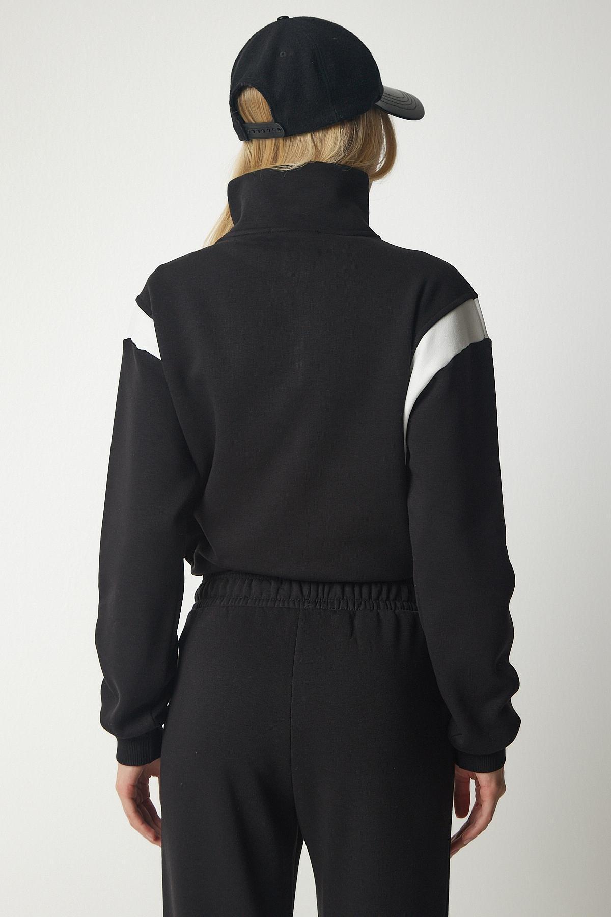 Black Zippered Printed Shark Tracksuit Set, BLACK, large image number 5