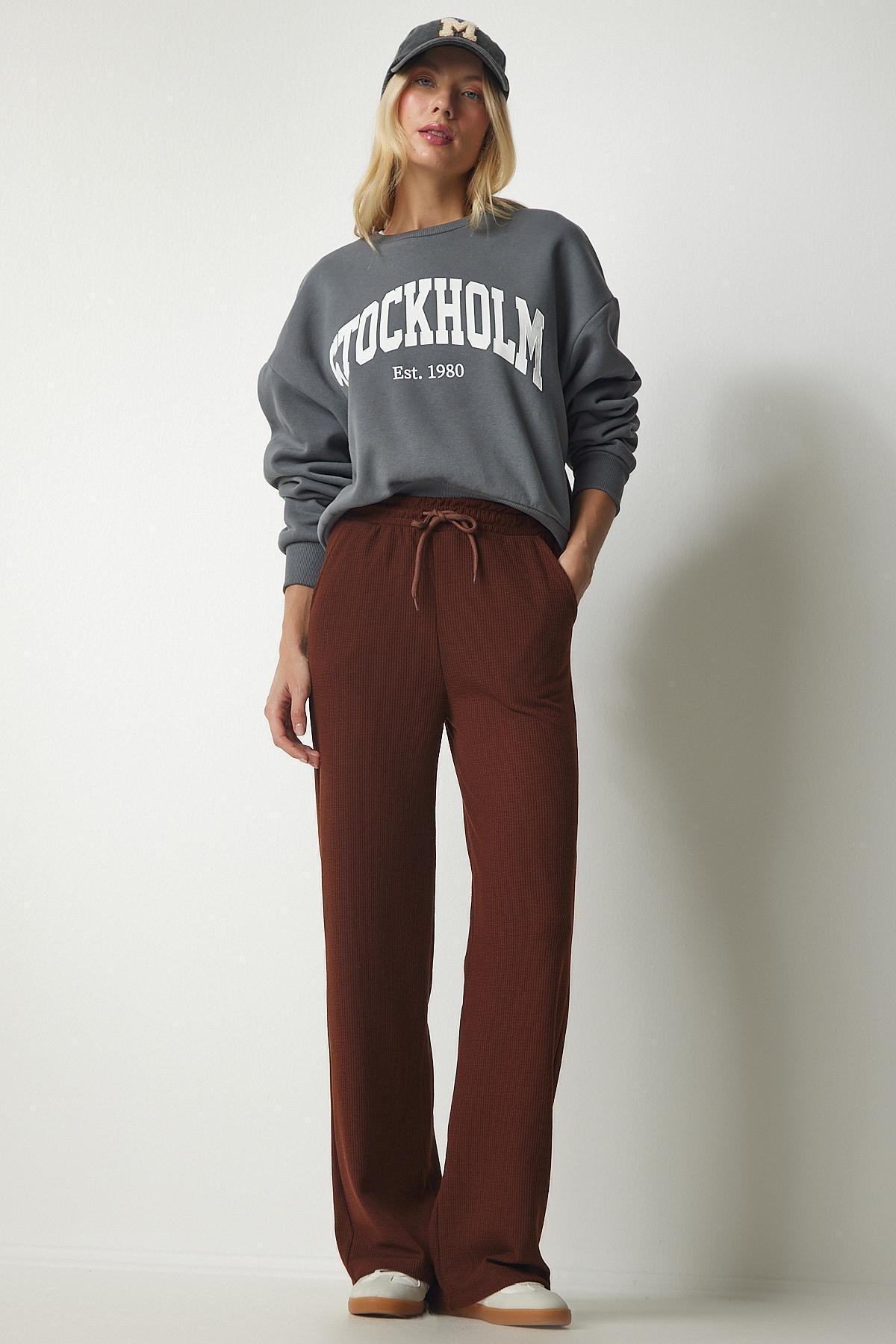 Happiness Istanbul - Brown Camisole Pocket Sweatpants