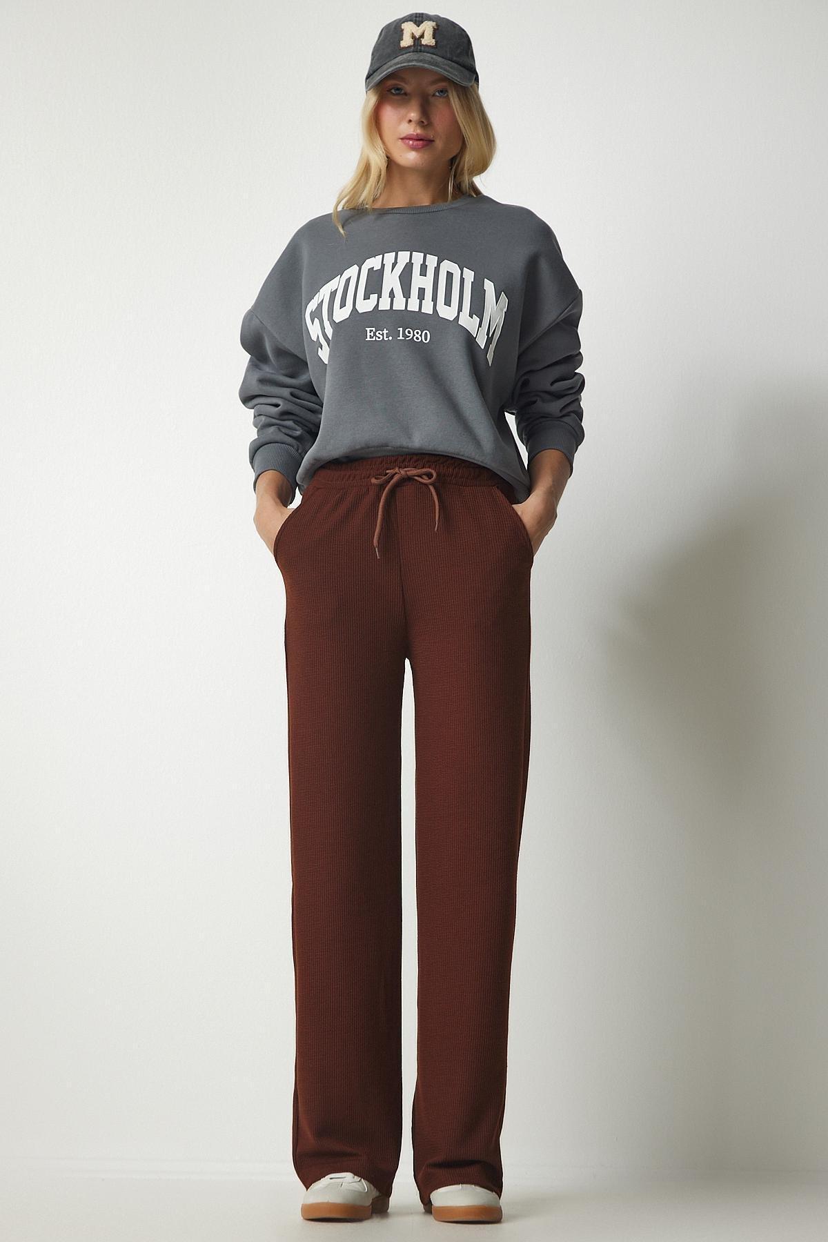 Happiness Istanbul - Brown Camisole Pocket Sweatpants