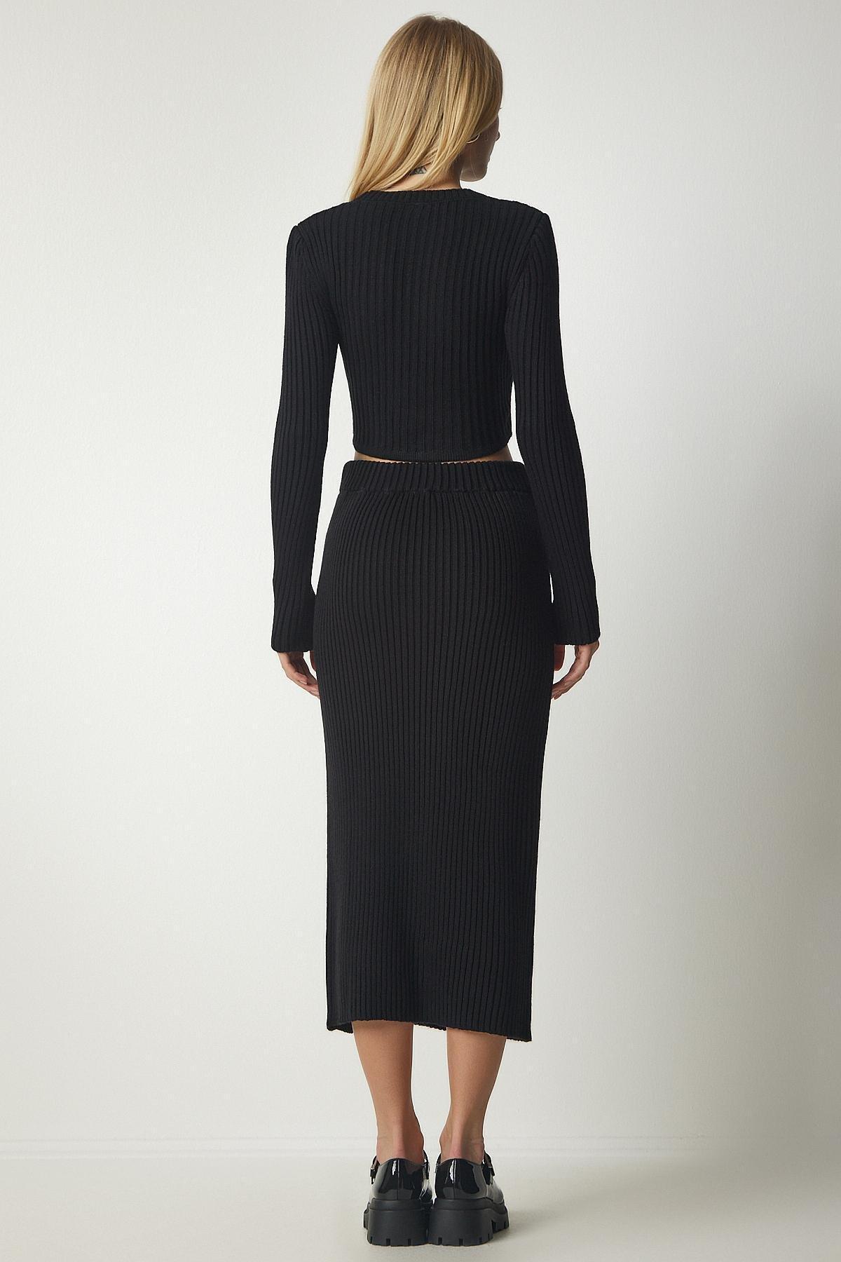 Black Ribbed Co-Ord Set, BLACK, large image number 5