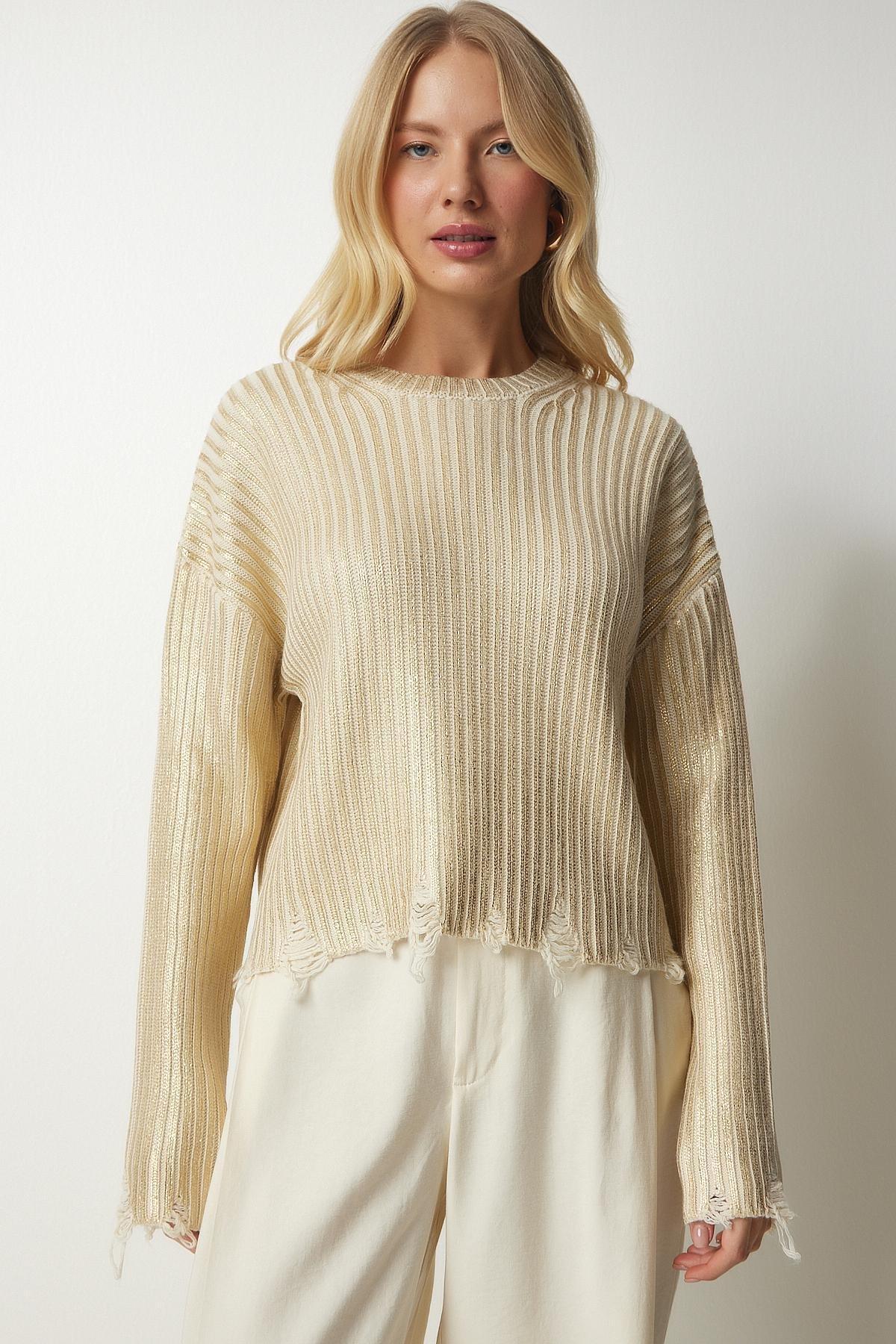 Happiness Istanbul - Yellow Ripped Detail Knitwear Sweater