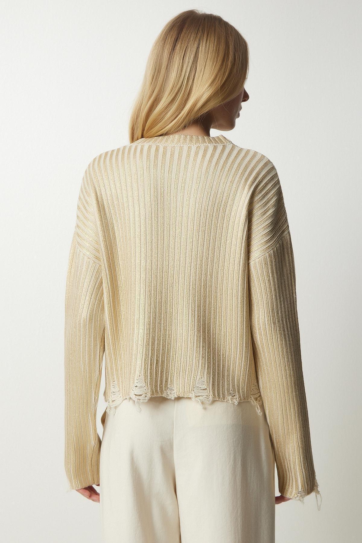 Happiness Istanbul - Yellow Ripped Detail Knitwear Sweater
