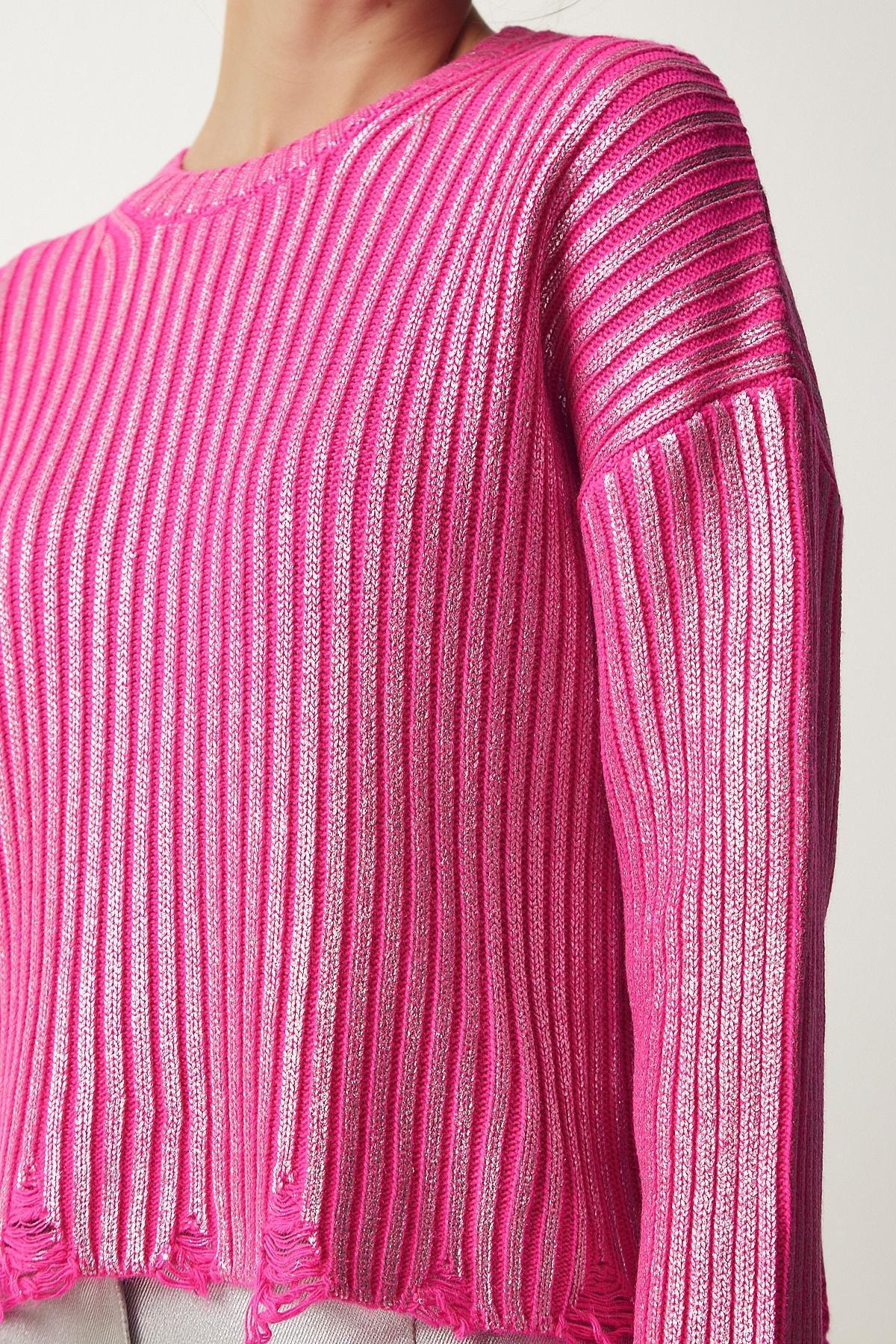 Pink Ripped Detail Knitwear Sweater, , large image number 4