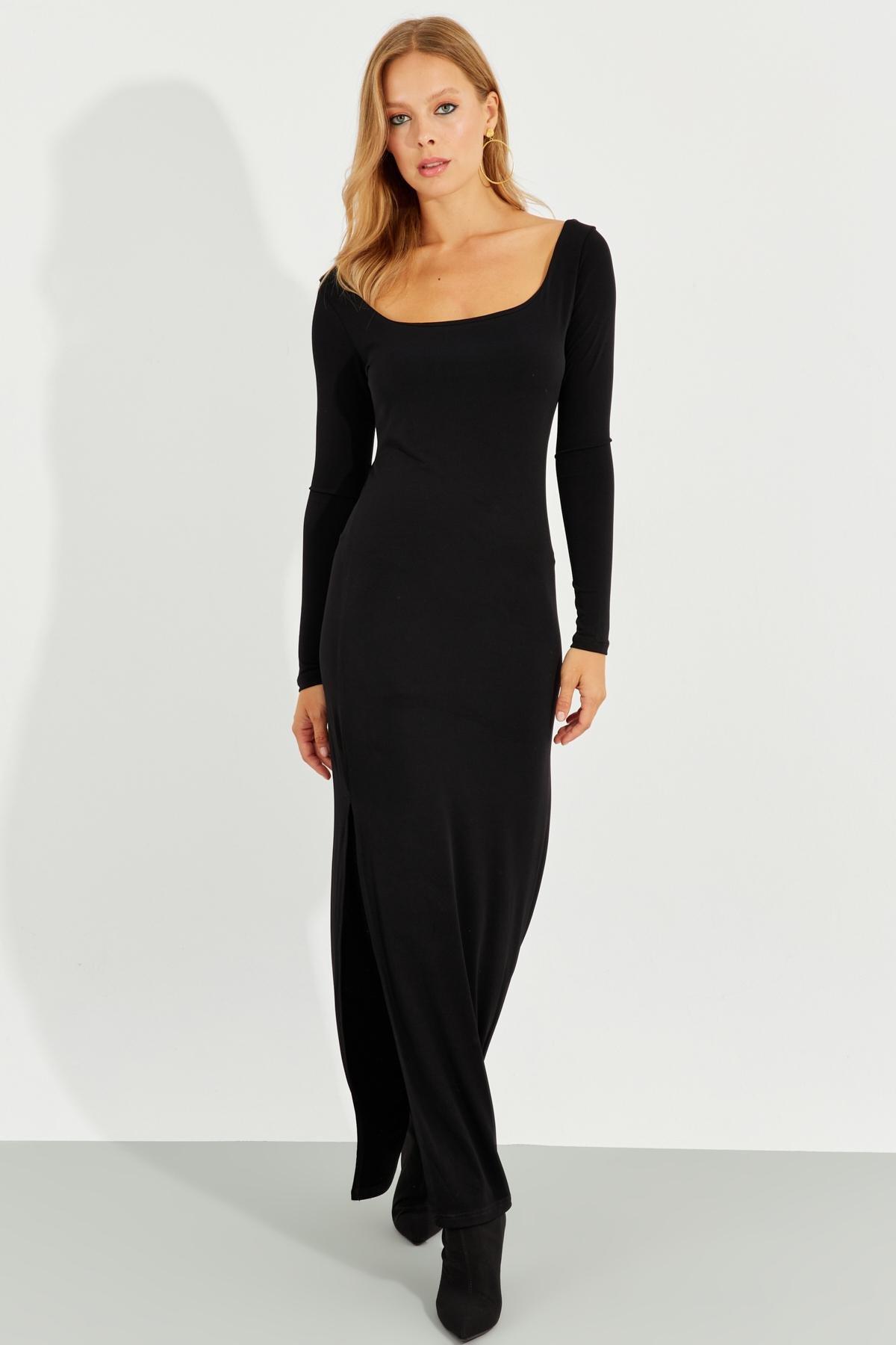 Black Slit Maxi Dress, , large image number 2