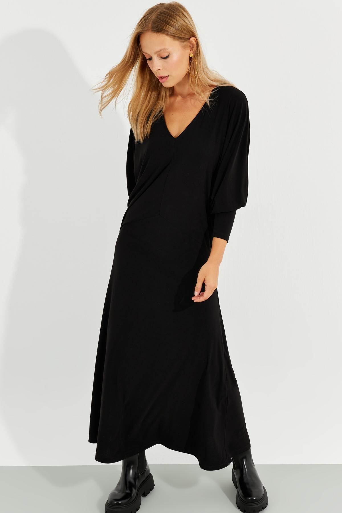 Cool & Sexy - Black Bat Sleeve Midi Dress