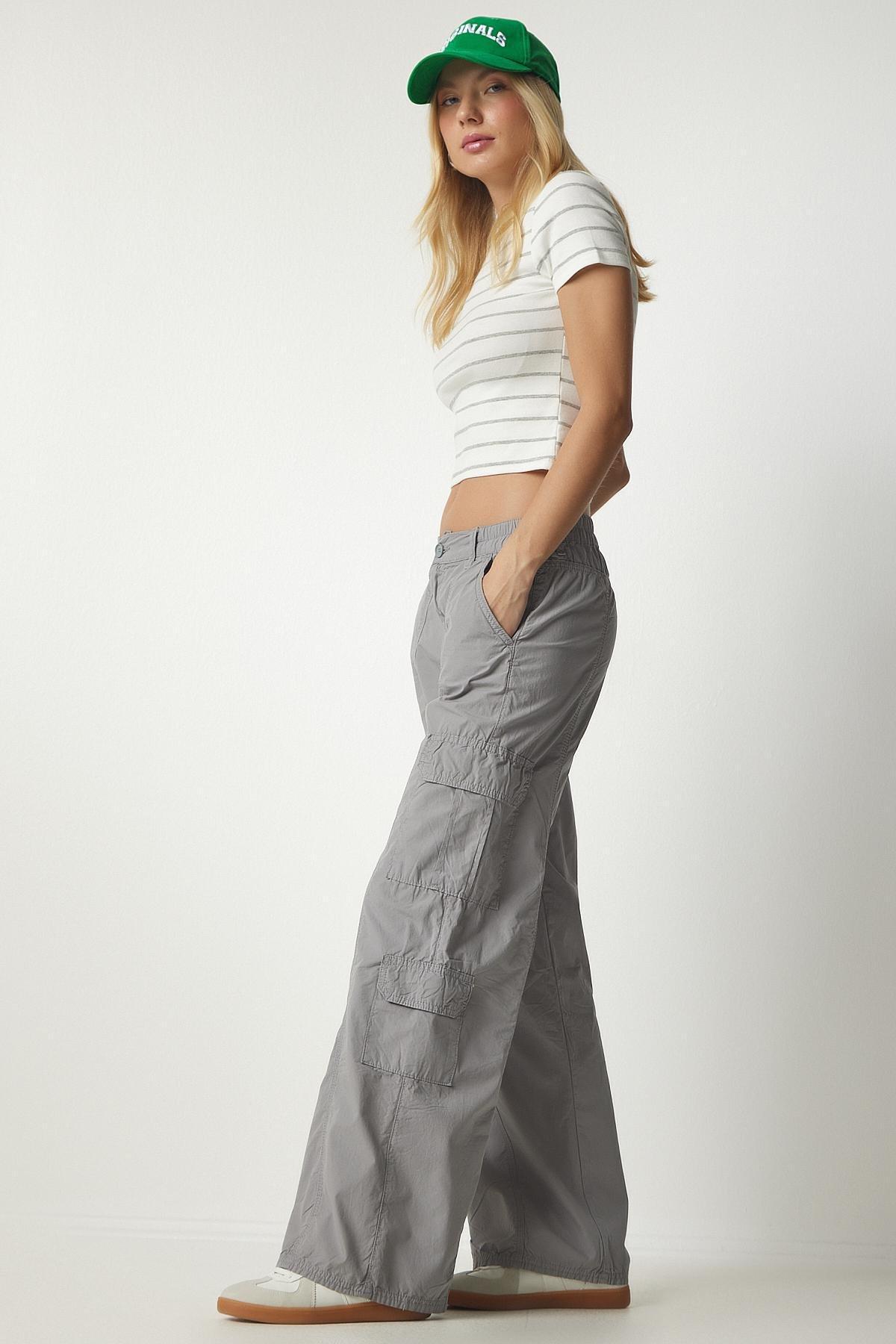 Gray Slim Pocket Cargo Pants With Pocket, C101_1653, large image number 3