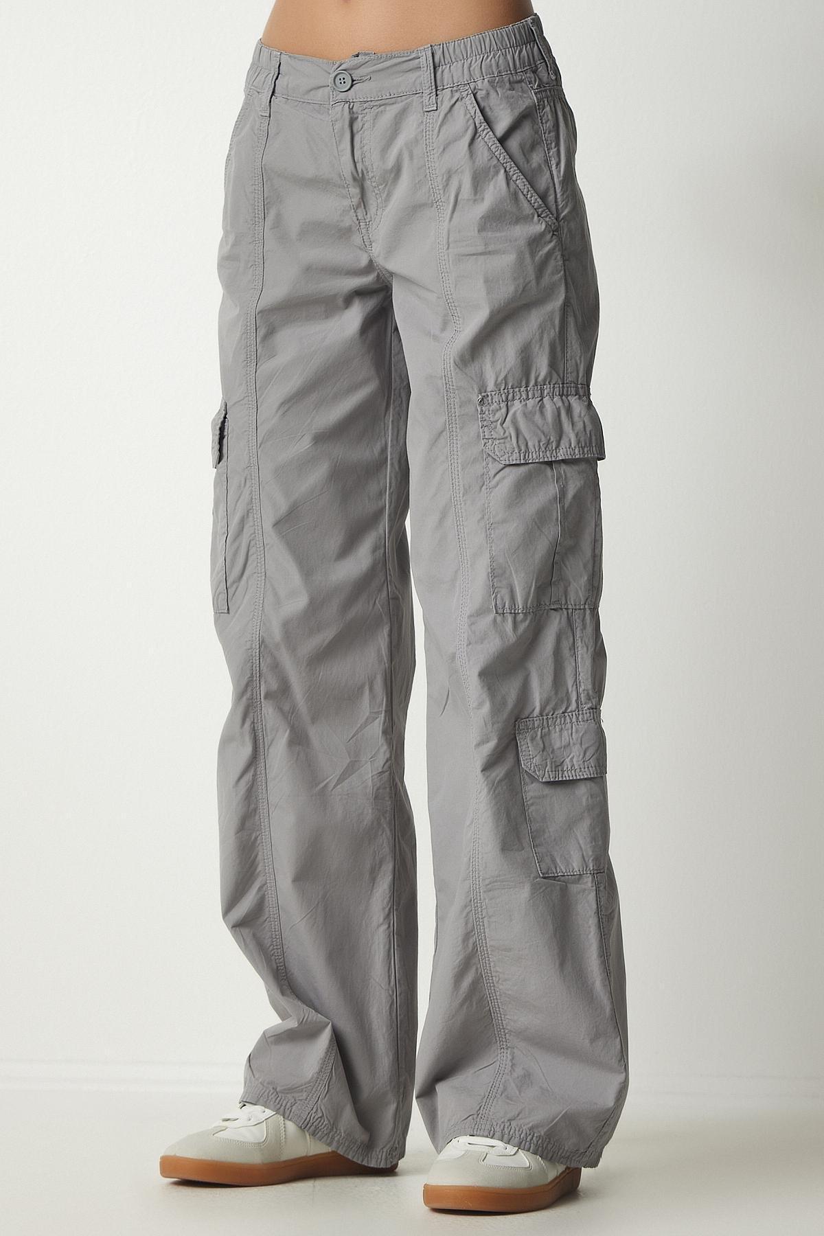 Gray Slim Pocket Cargo Pants With Pocket, C101_1653, large image number 4