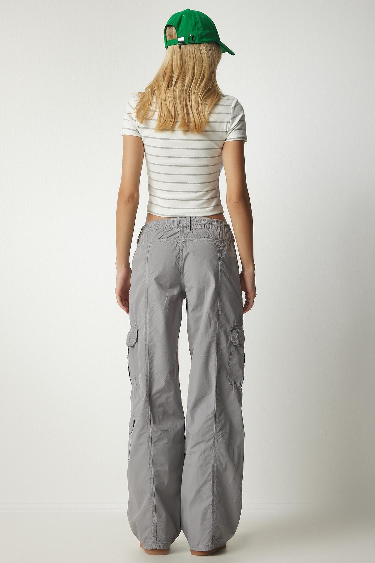 Gray Slim Pocket Cargo Pants With Pocket, C101_1653, large image number 5
