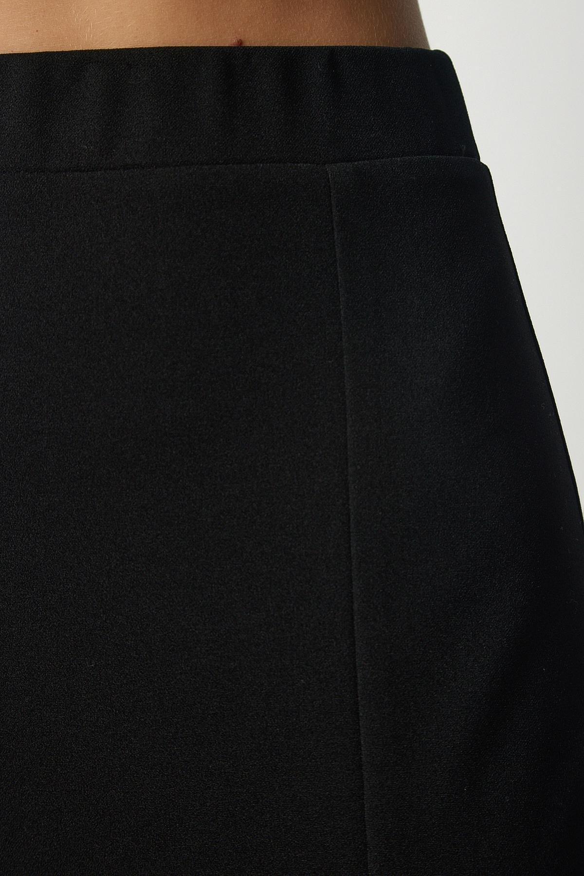 Happiness Istanbul - Black Slit Woven Midi Skirt