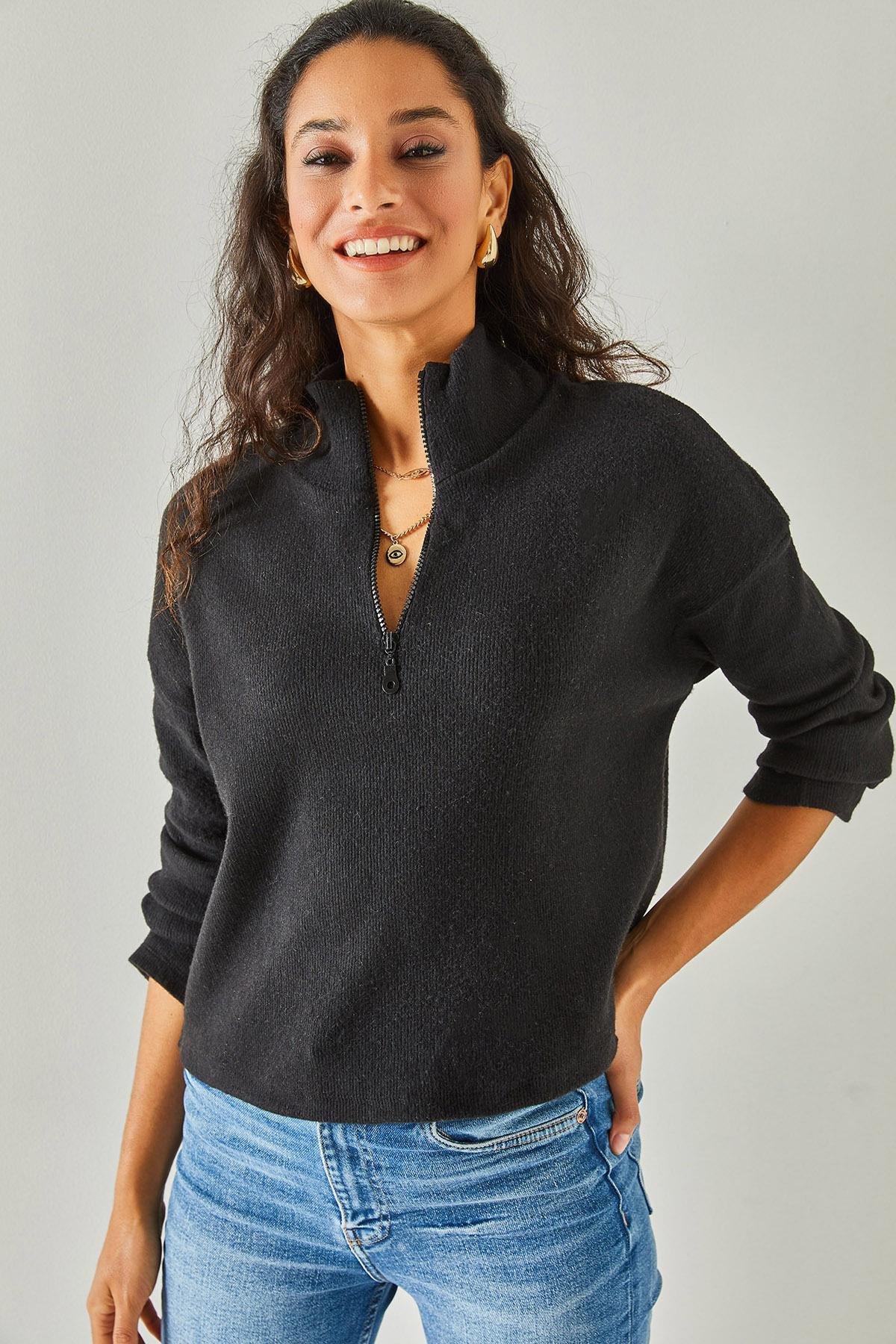 سترة بياقة عالية بملمس بارز، أسود, , large image number 0
