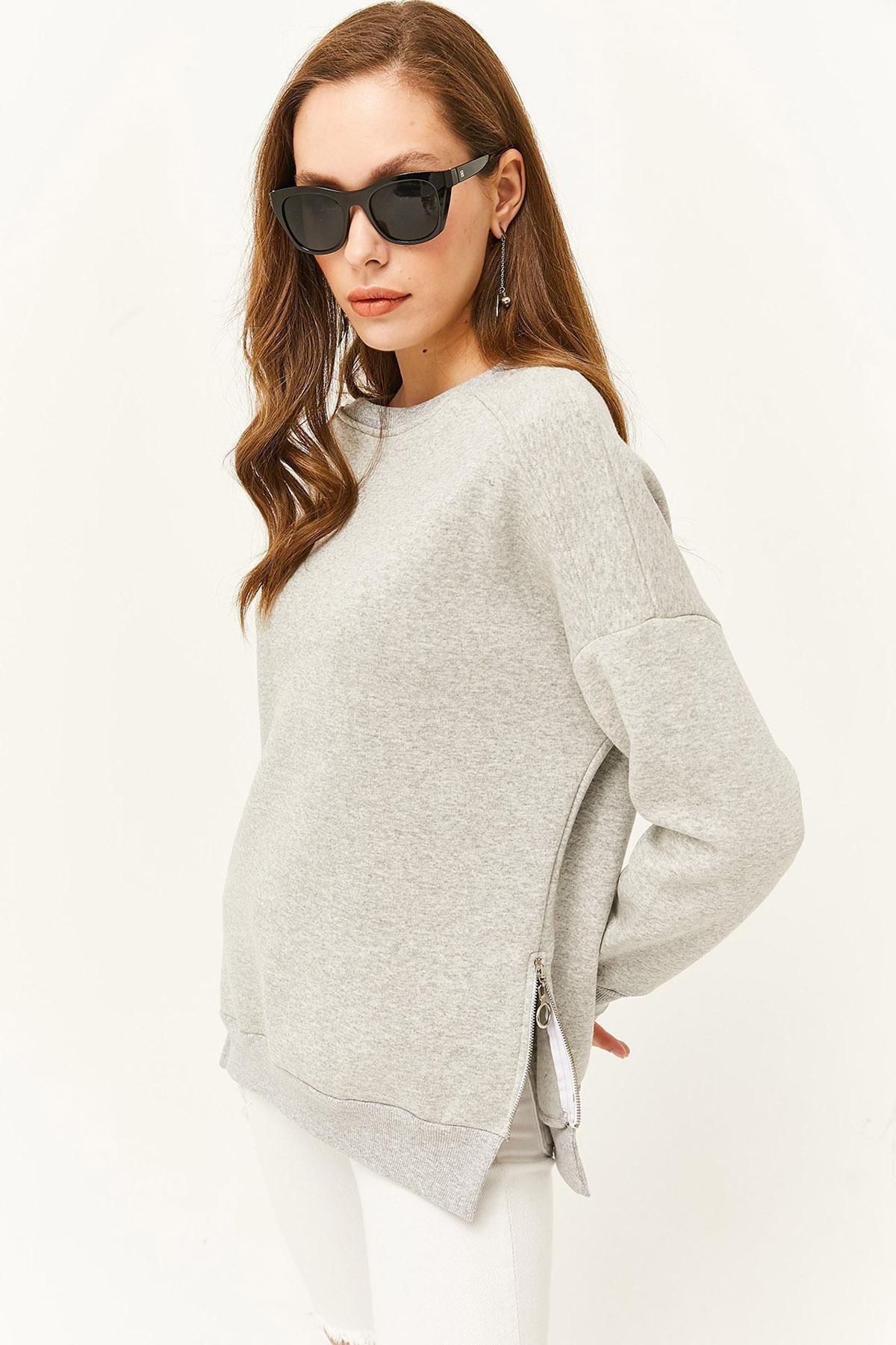 Grey High Neck Raised Sweater, , large image number 0
