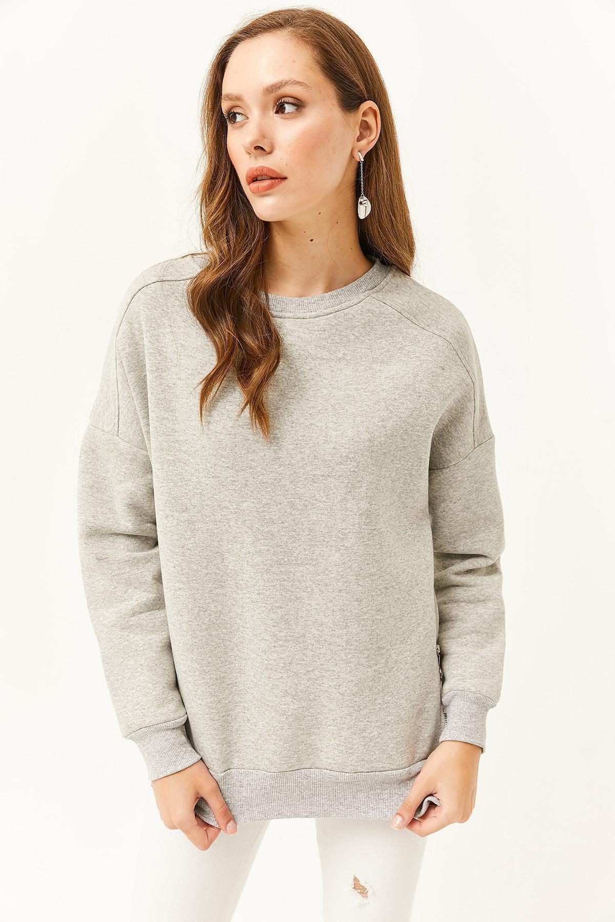 Olalook - Grey High Neck Raised Sweater