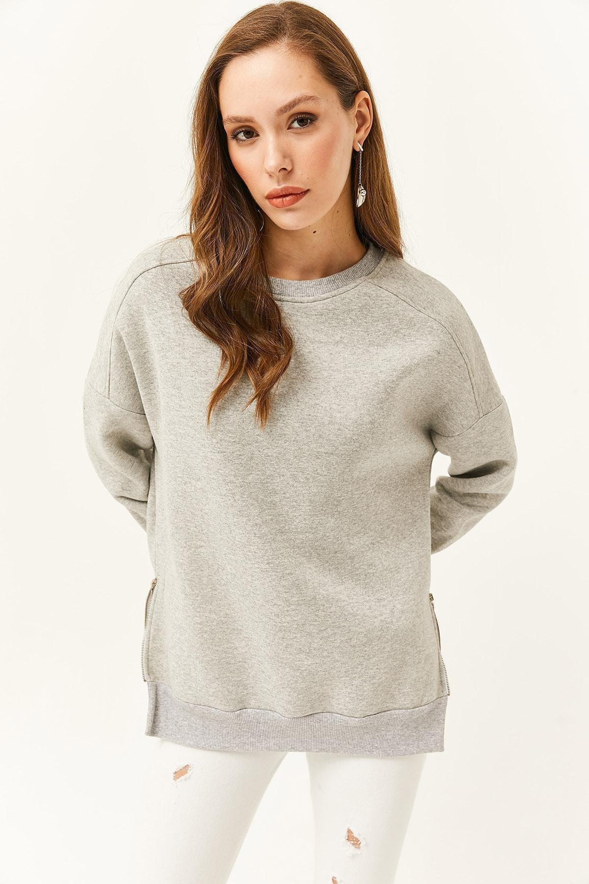 Grey High Neck Raised Sweater, , large image number 2
