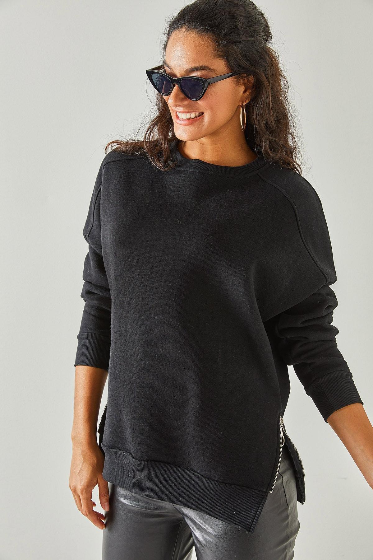 Black Inside Fleece Sweatshirt, BLACK, large image number 1