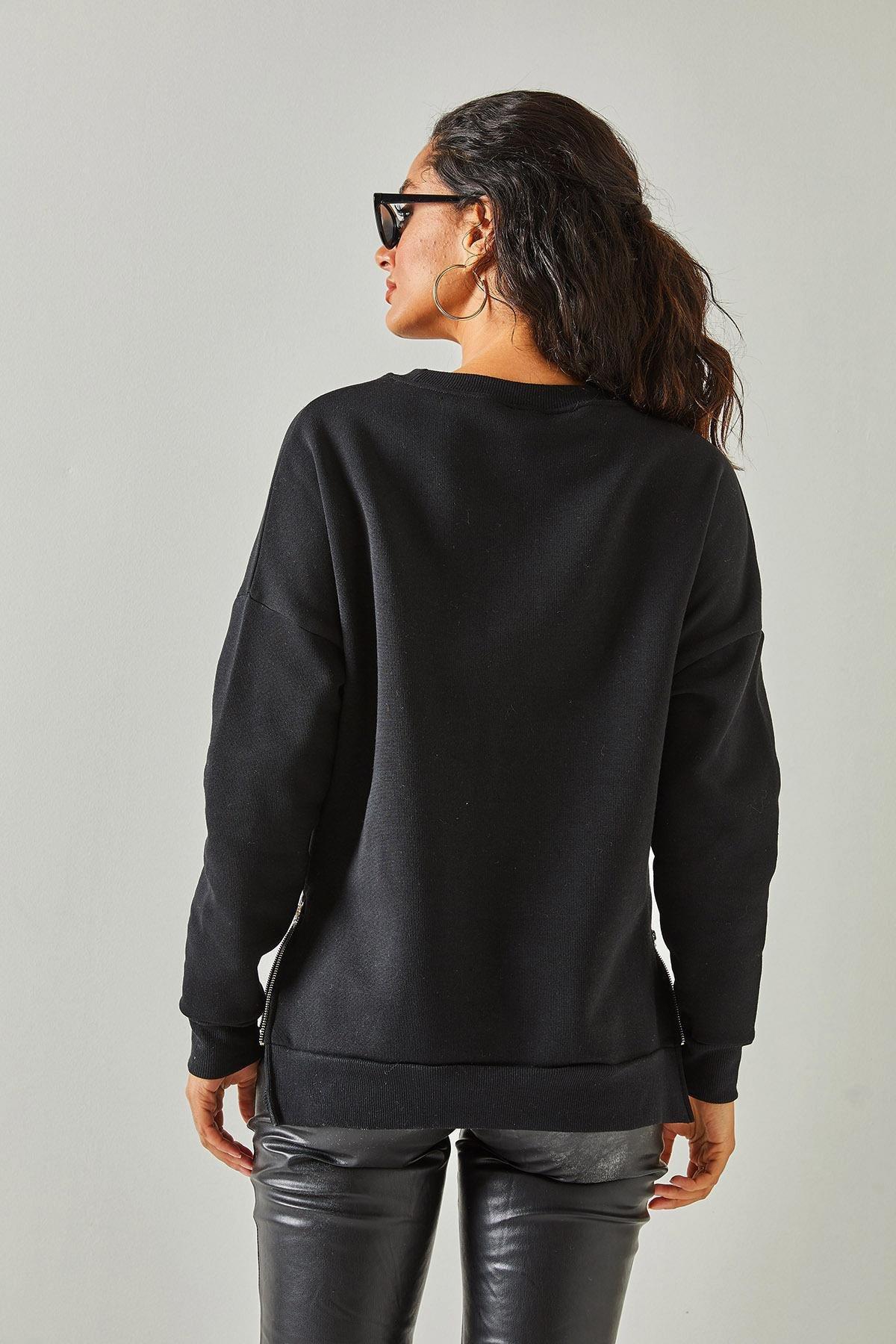 Black Inside Fleece Sweatshirt, BLACK, large image number 6