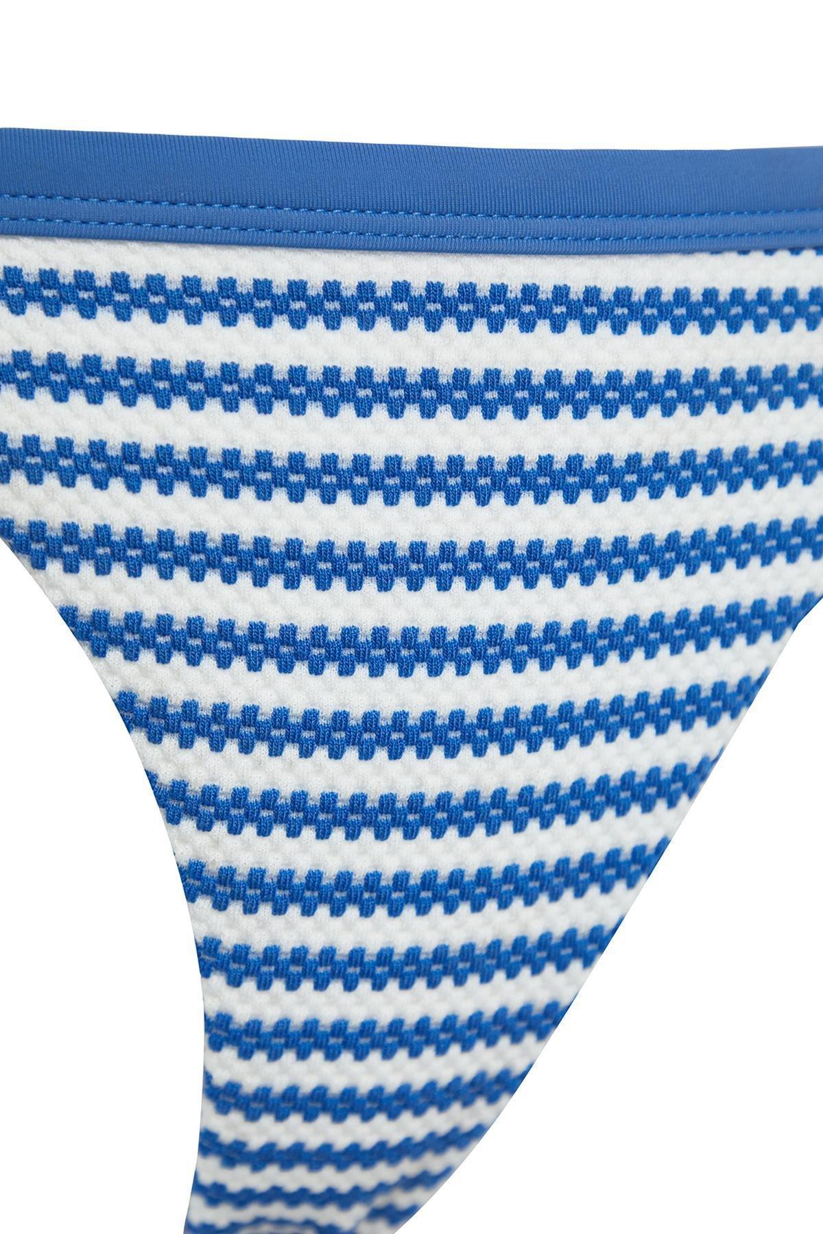 Multicolour Striped Triangle Textured Bikini Set, , large image number 5