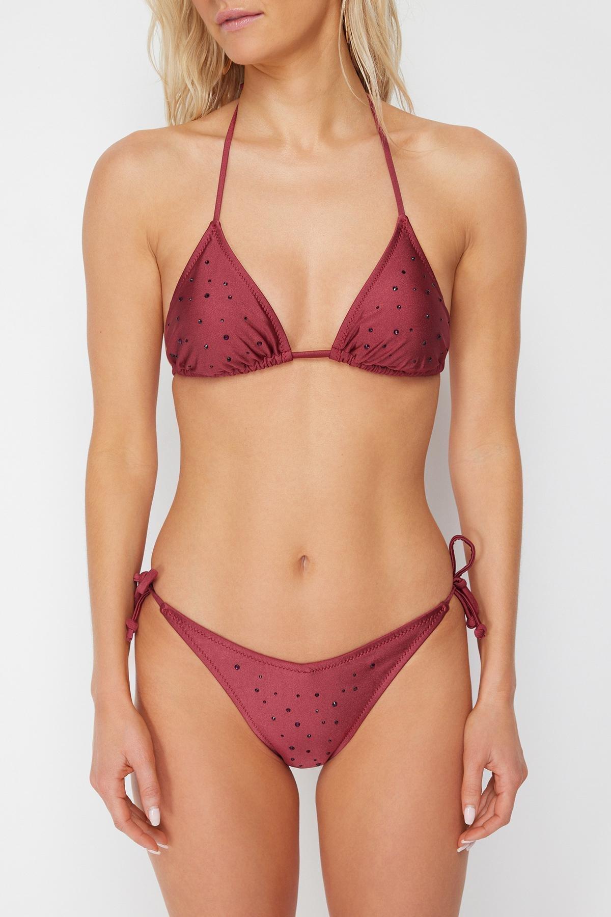 Trendyol - Burgundy Triangle Bikini Set