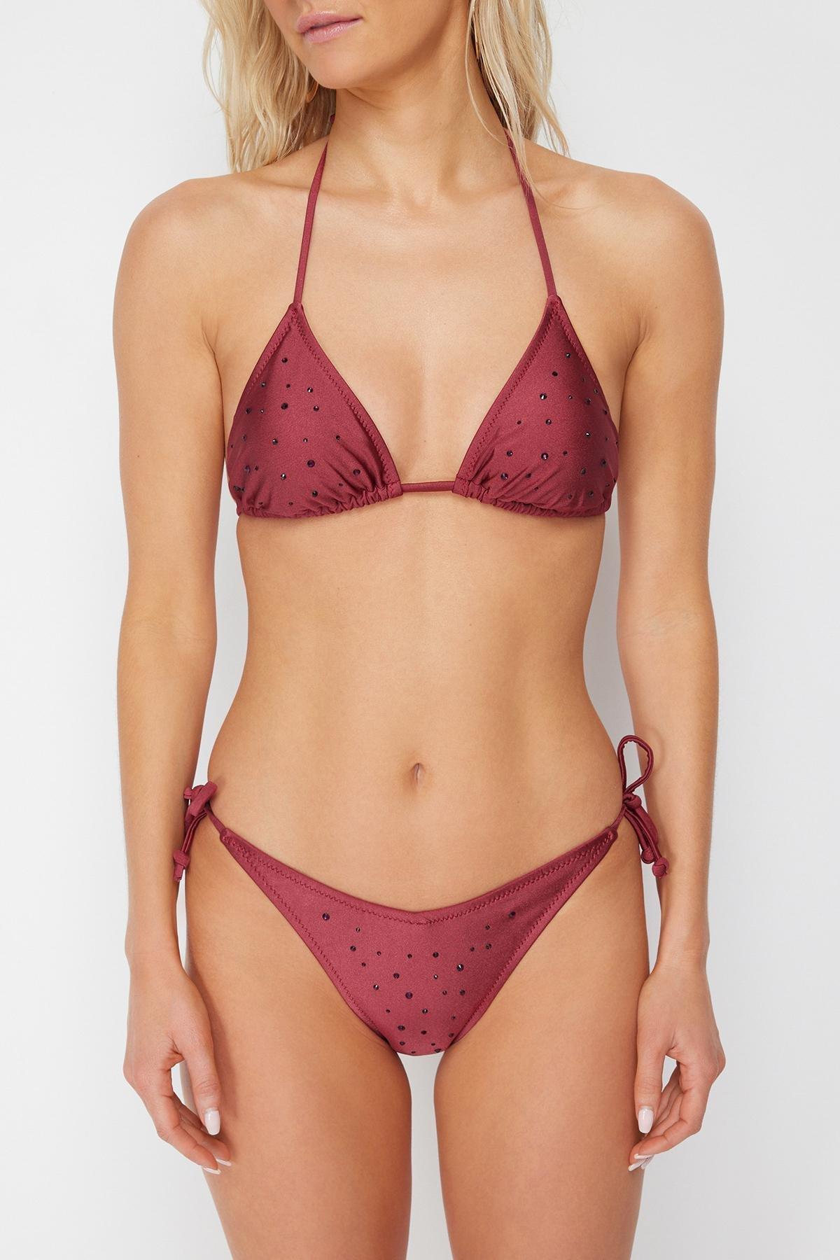 Burgundy Triangle Bikini Set, , large image number 3