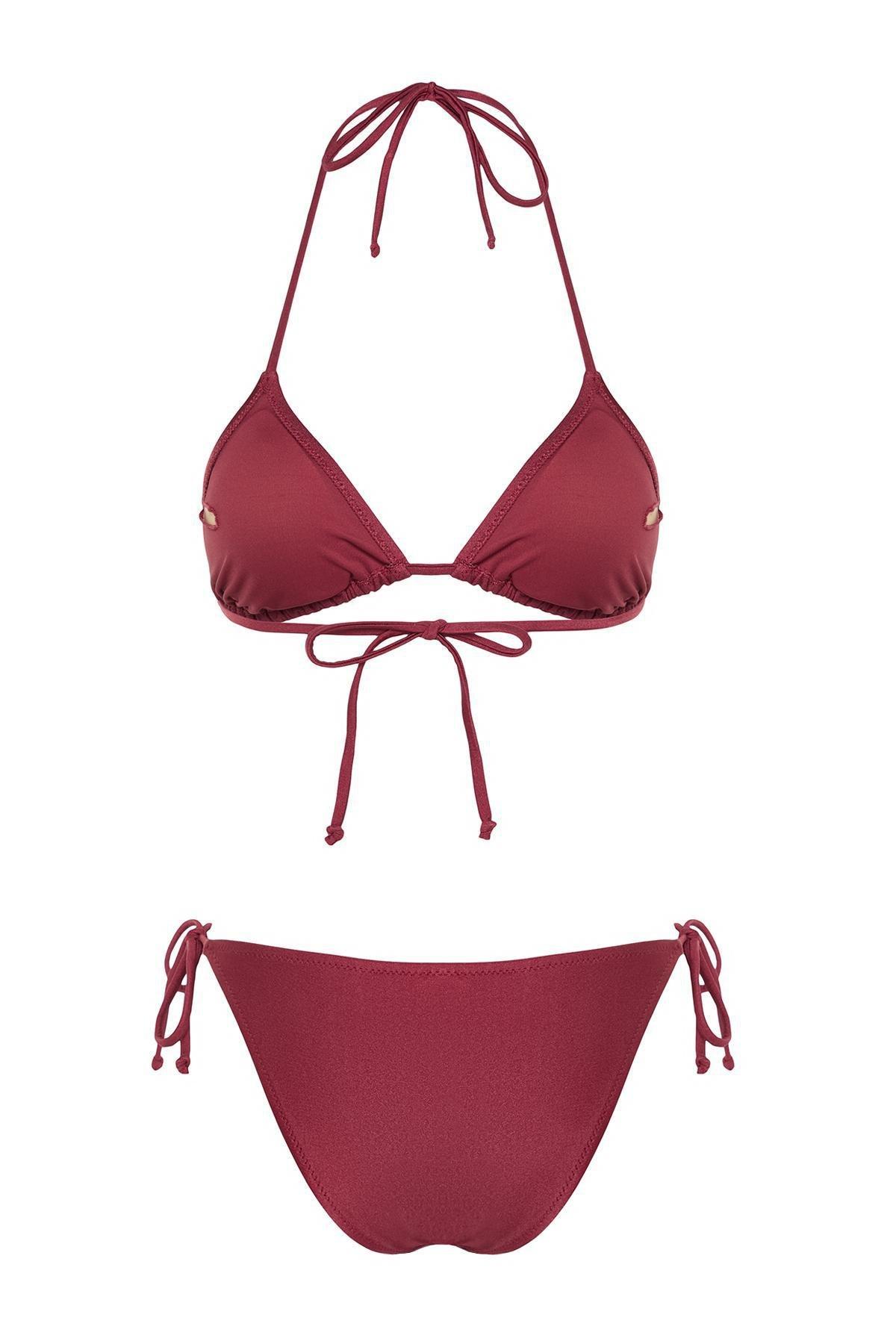 Trendyol - Burgundy Triangle Bikini Set