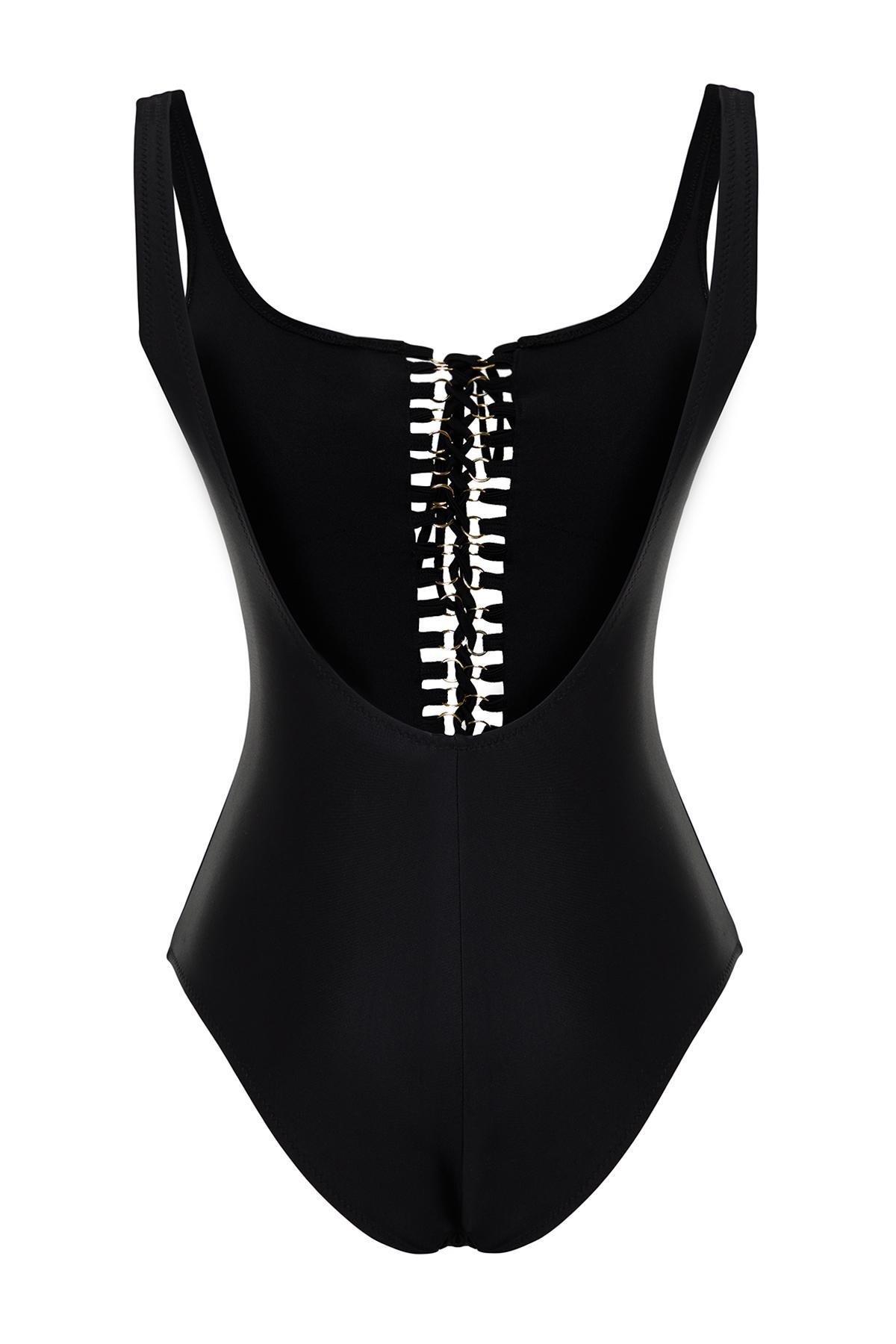 Trendyol - Black Square Neck Accessory Swimsuit