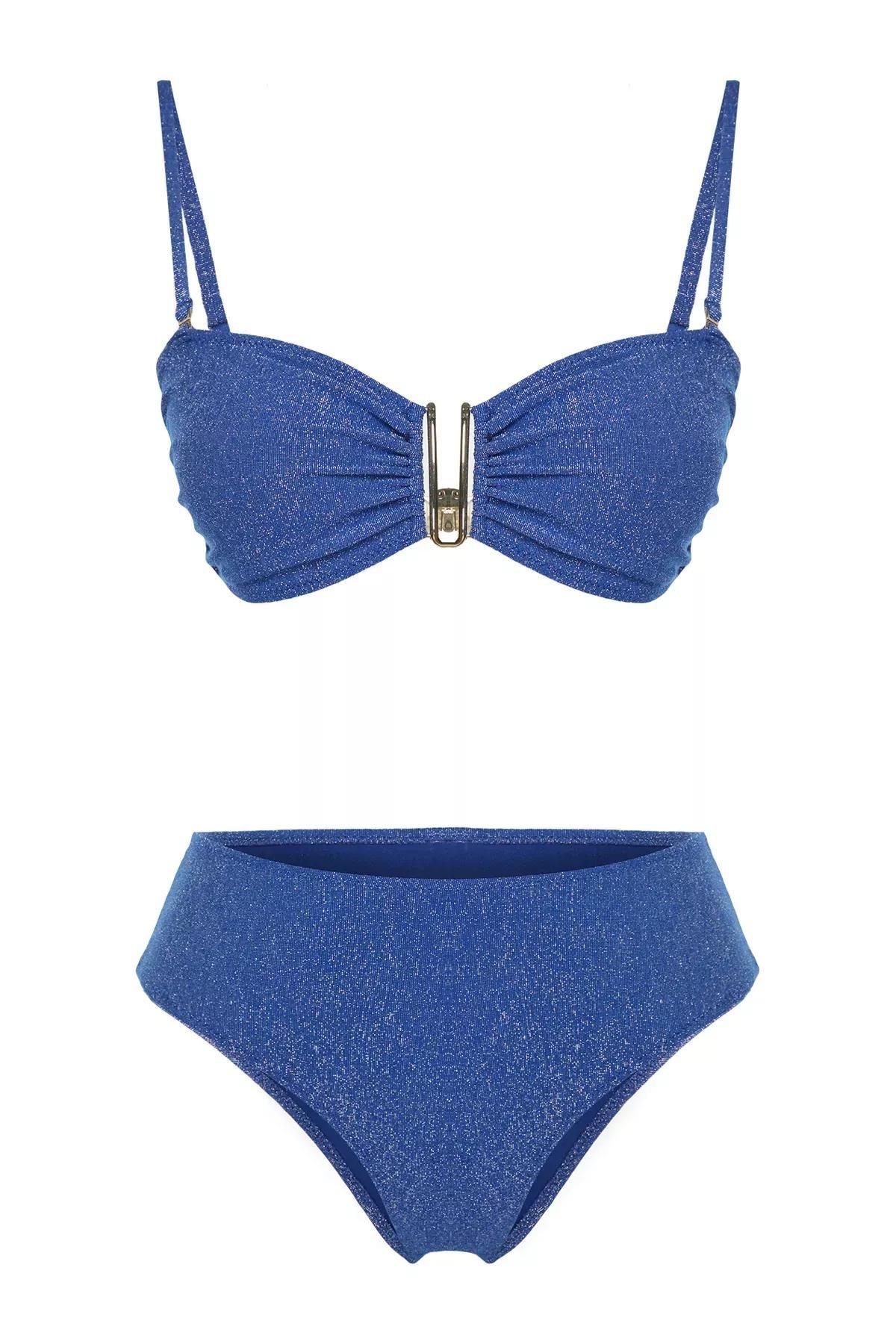 Navy Glitter Brazilian Bikini Set, , large image number 6