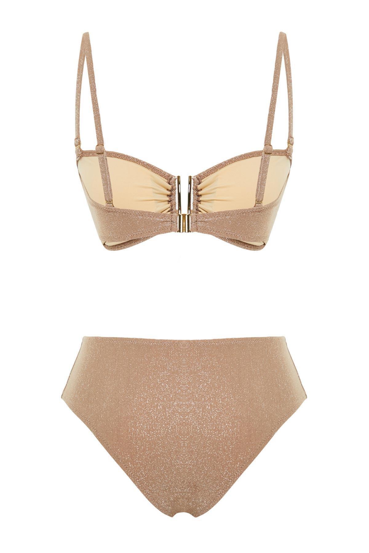 Beige High Leg Brazilian Bikini Set, , large image number 6
