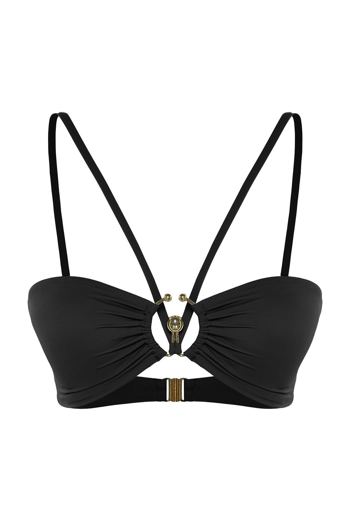 Black Strapless Accessorized Bikini Top, , large image number 7