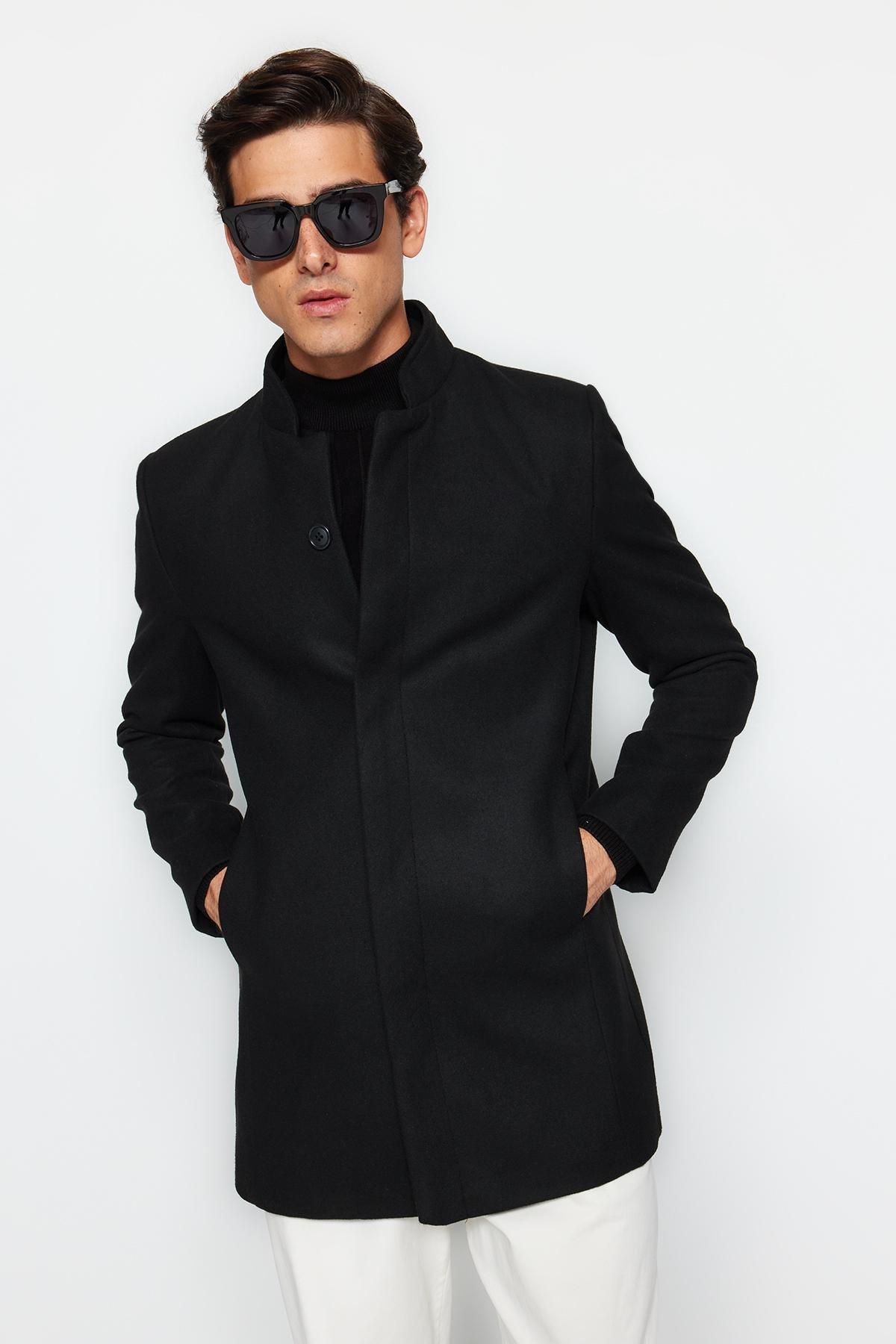 Black Collar Stamped Coat., , large image number 3